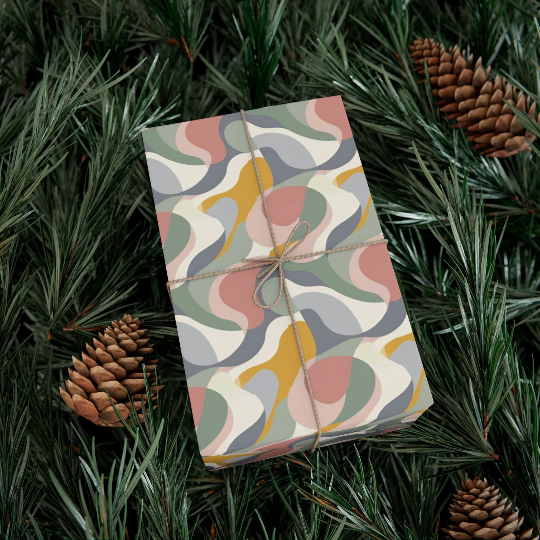 Abstract Retro Swirl Gift Wrap Papers | Colorful Organic Pattern