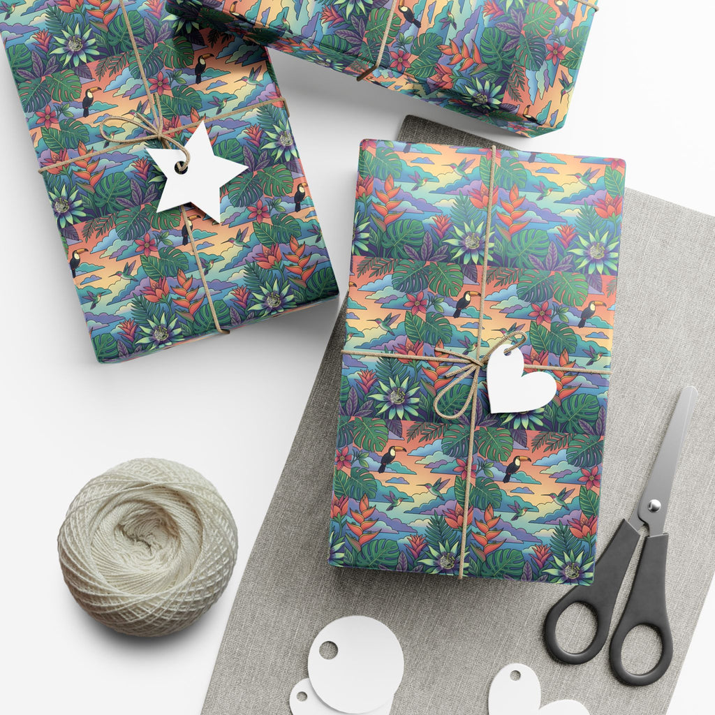 Tropical Floral Pattern Gift Wrap Papers | Botanical Jungle Wrapping Paper Roll