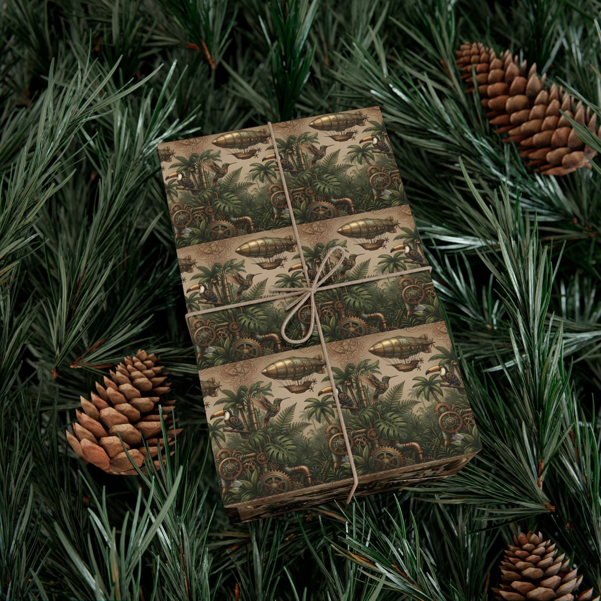 Vintage Jungle Pattern Gift Wrap Paper | Botanical Palm Wrapping Paper Roll