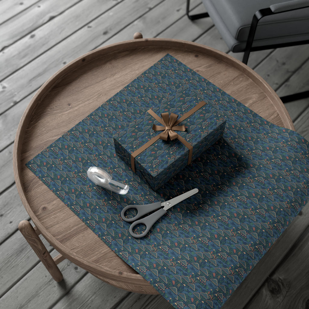 Blue Geometric Hills gift wrap paper | Repeating pattern, Landscape motif