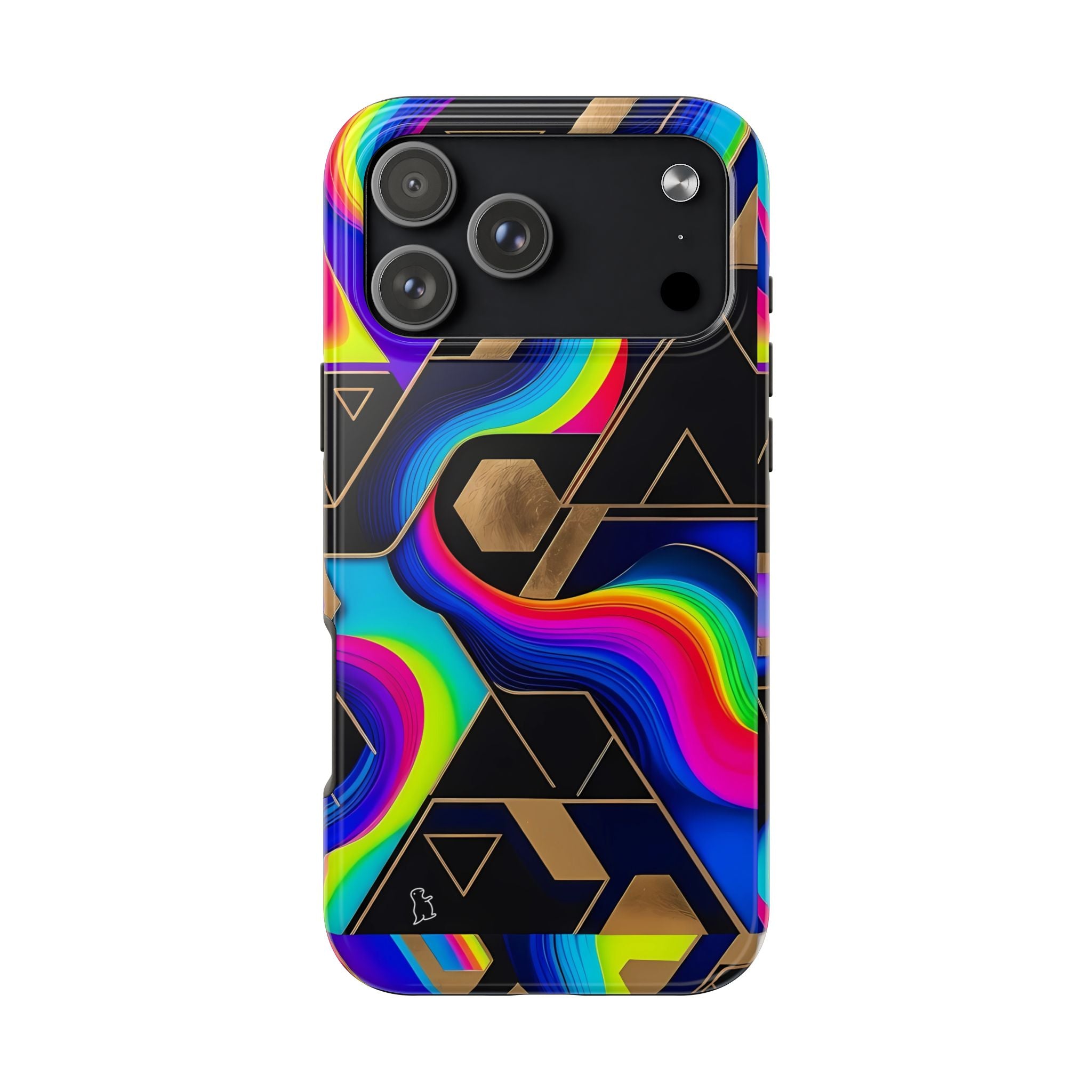 Rainbow Wave Geometric Tough Phone Case | Abstract Neon Prism