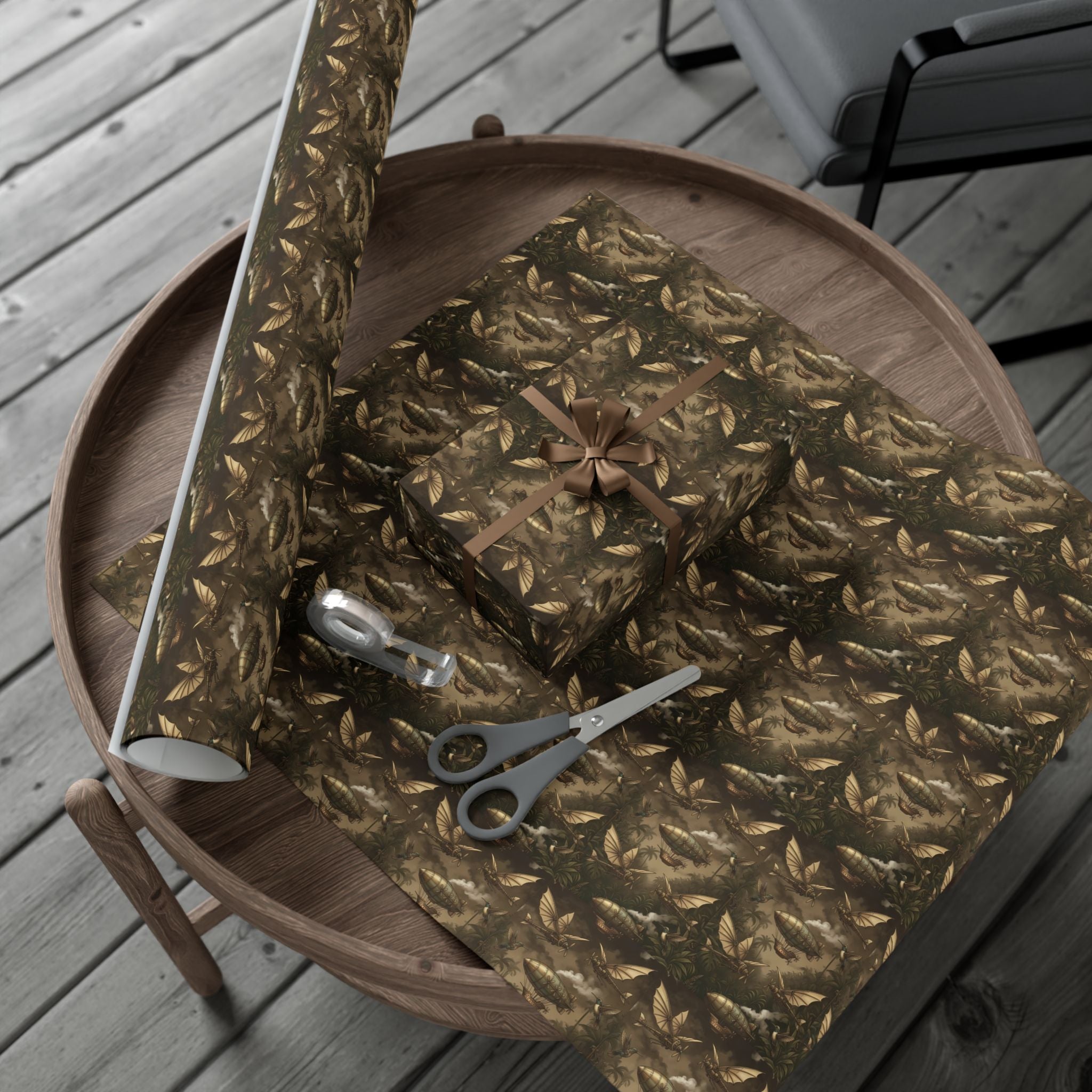 Steam Punk Pattern Gift Wrap Paper | Fall Foliage Wrapping Paper
