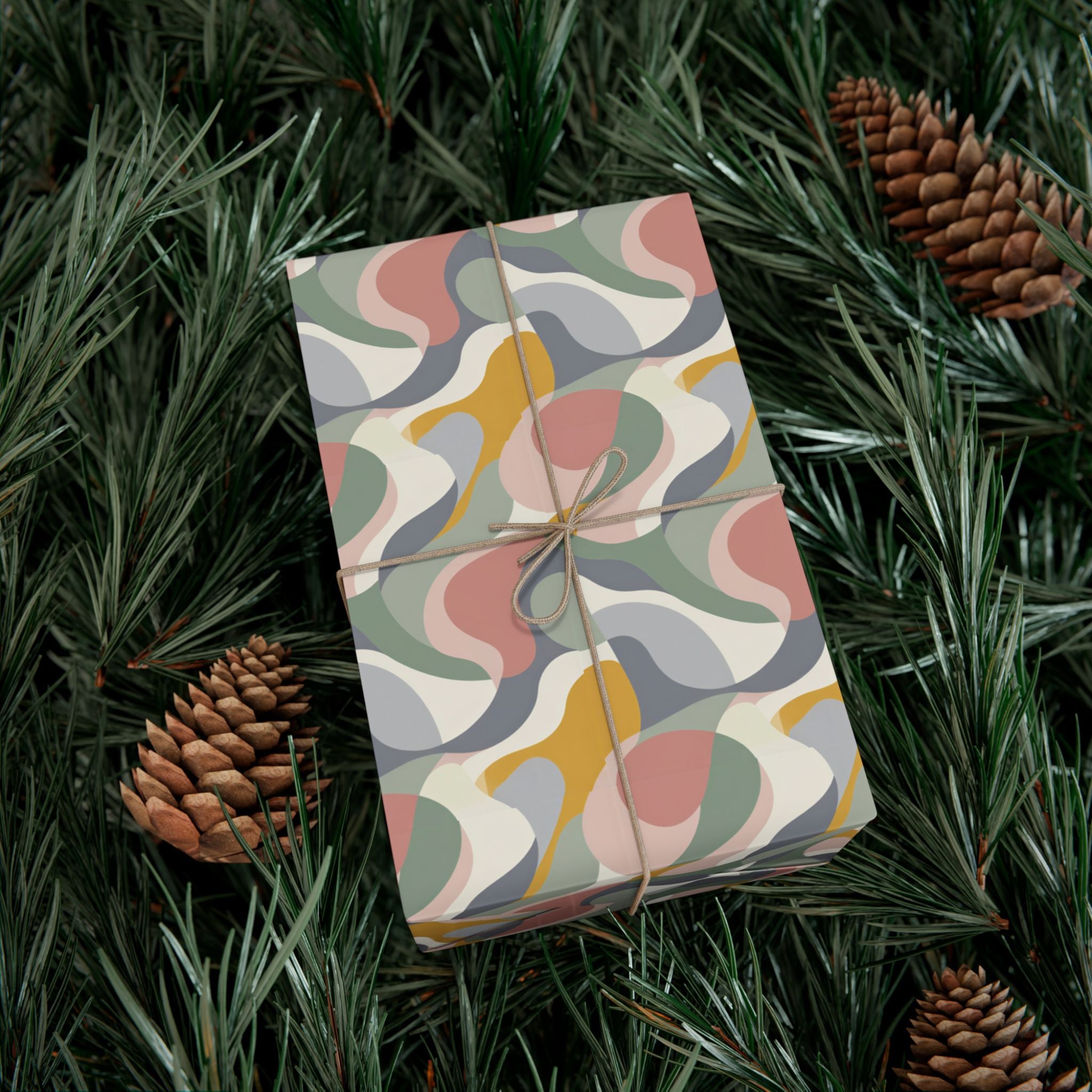 Abstract Retro Swirl Gift Wrap Papers | Colorful Organic Pattern