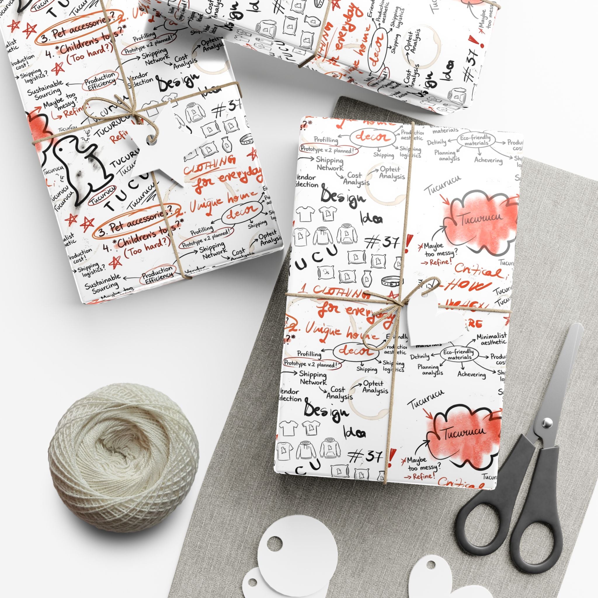 Handwritten Tucurucu Notes Pattern Gift Wrap Paper
