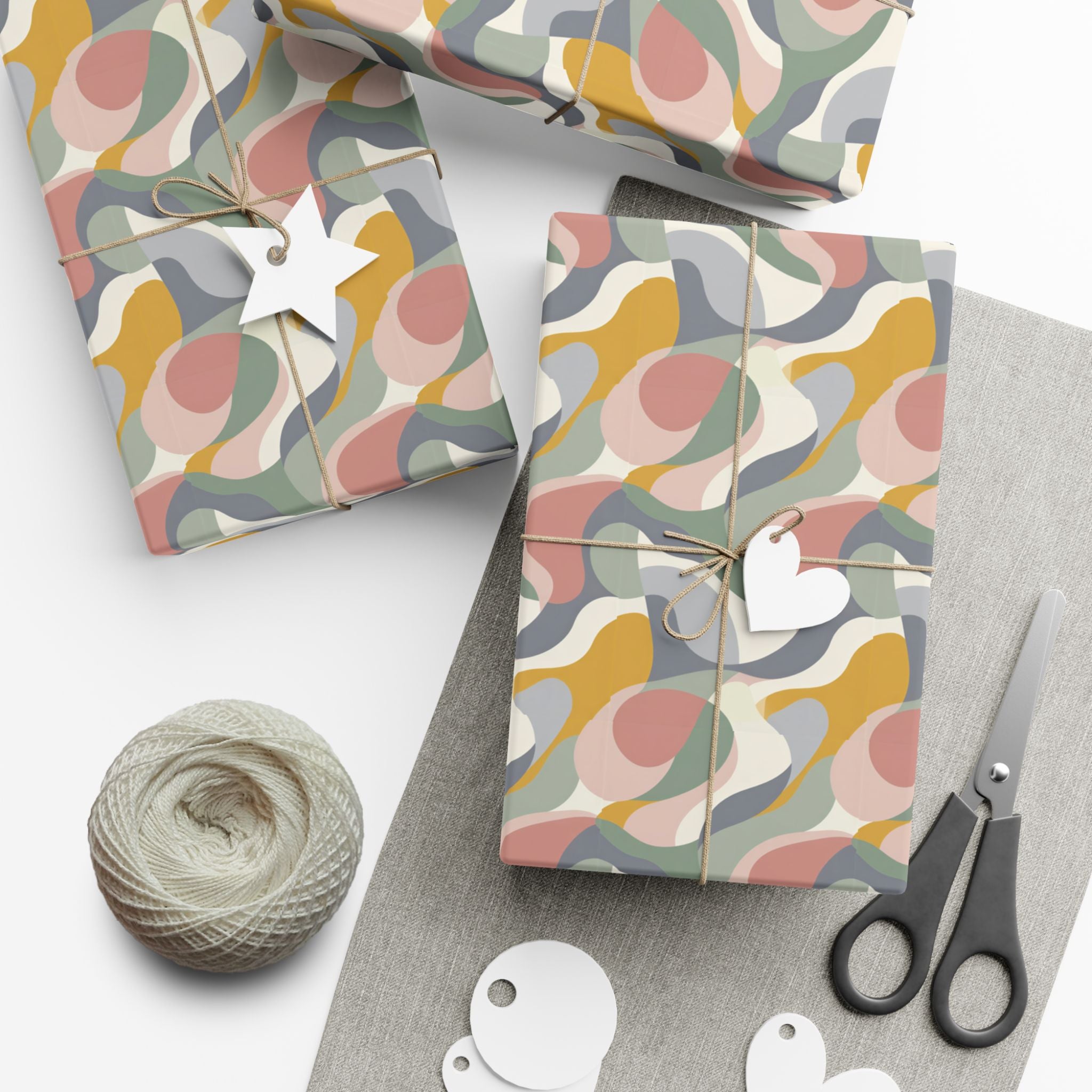Abstract Retro Swirl Gift Wrap Papers | Colorful Organic Pattern