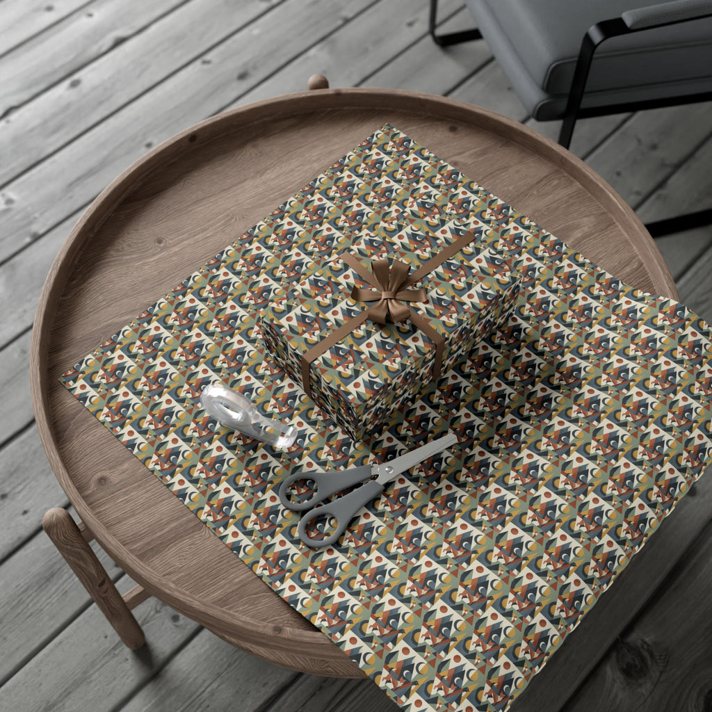 Abstract Geometric Pattern Gift Wrap Paper | Retro Mid-Century Wrapping Paper