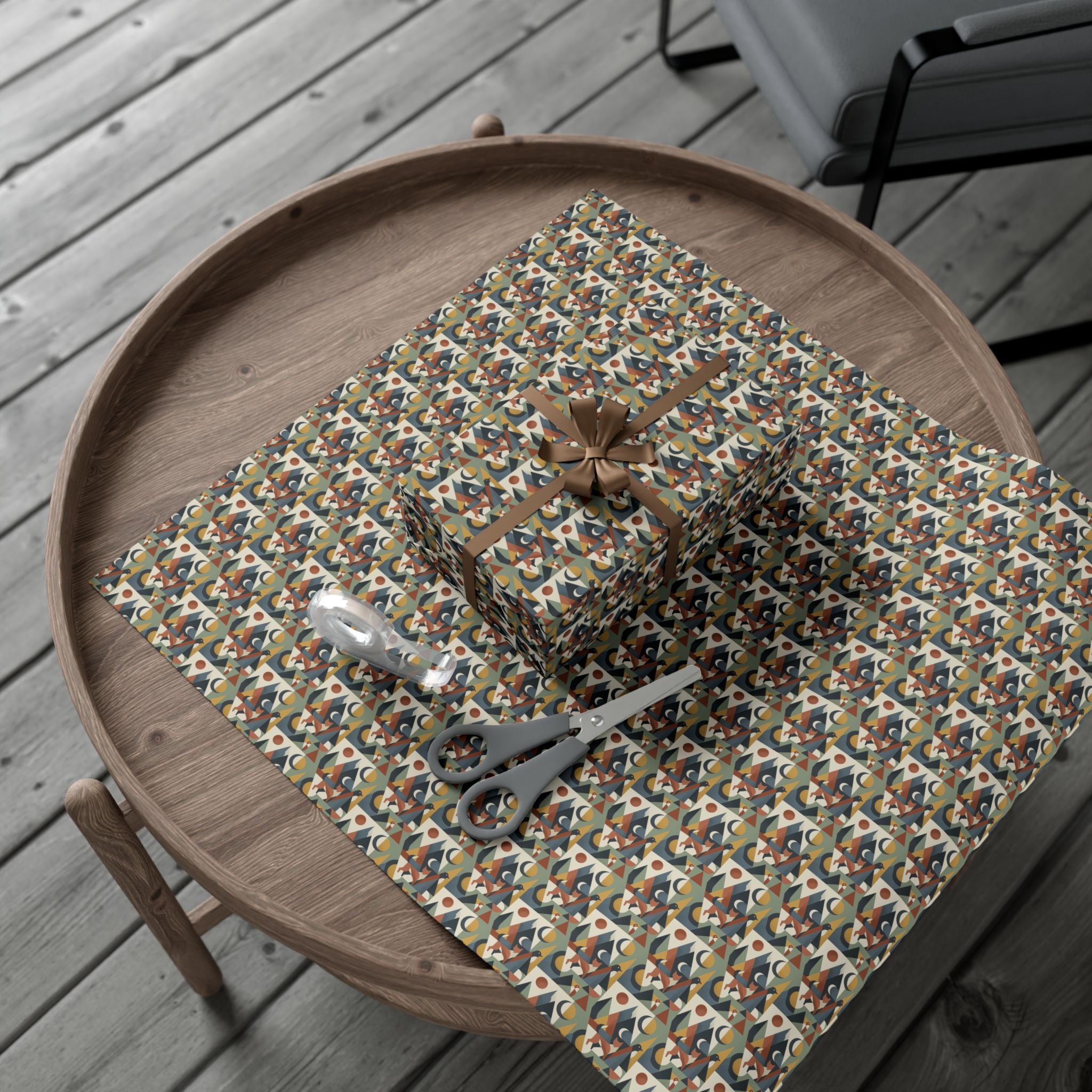 Abstract Geometric Pattern Gift Wrap Paper | Retro Mid-Century Wrapping Paper
