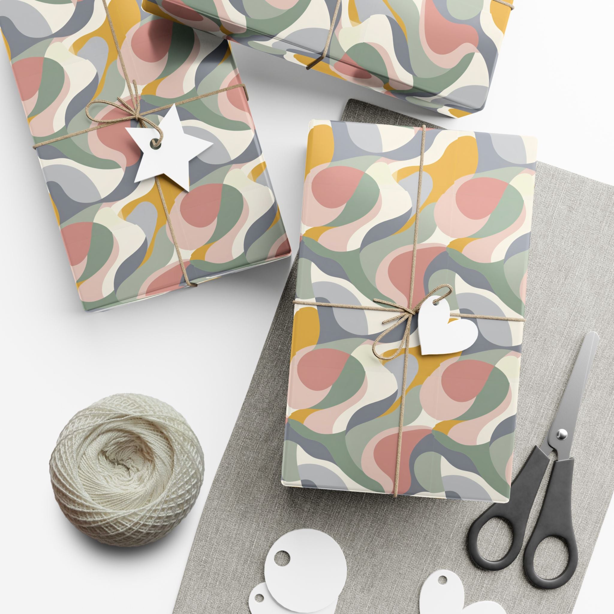 Abstract Retro Swirl Gift Wrap Papers | Colorful Organic Pattern