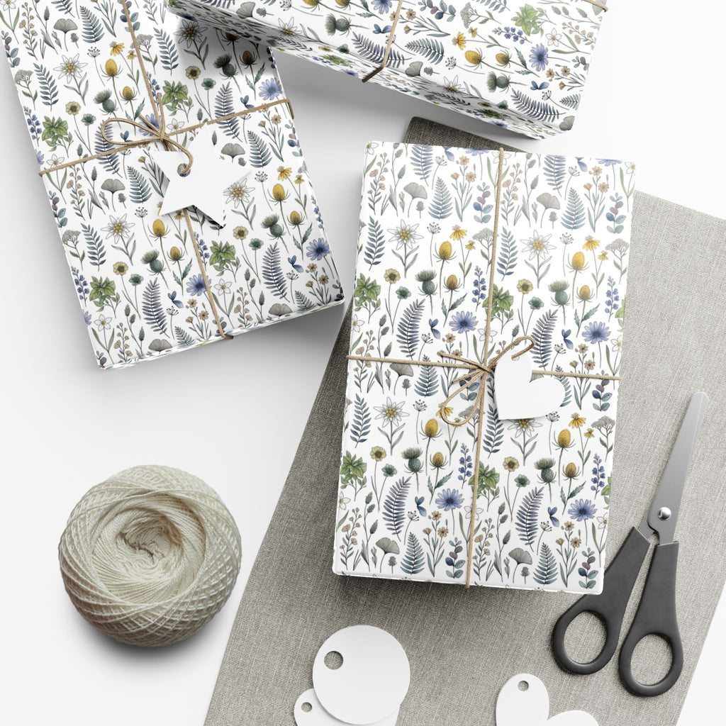 Watercolor Wildflowers Gift Wrap Paper | Floral Wrapping Paper Roll