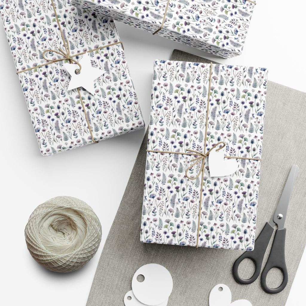Tiny Lavender Floral Pattern Gift Wrap Paper | Neutral Botanical Wrapping