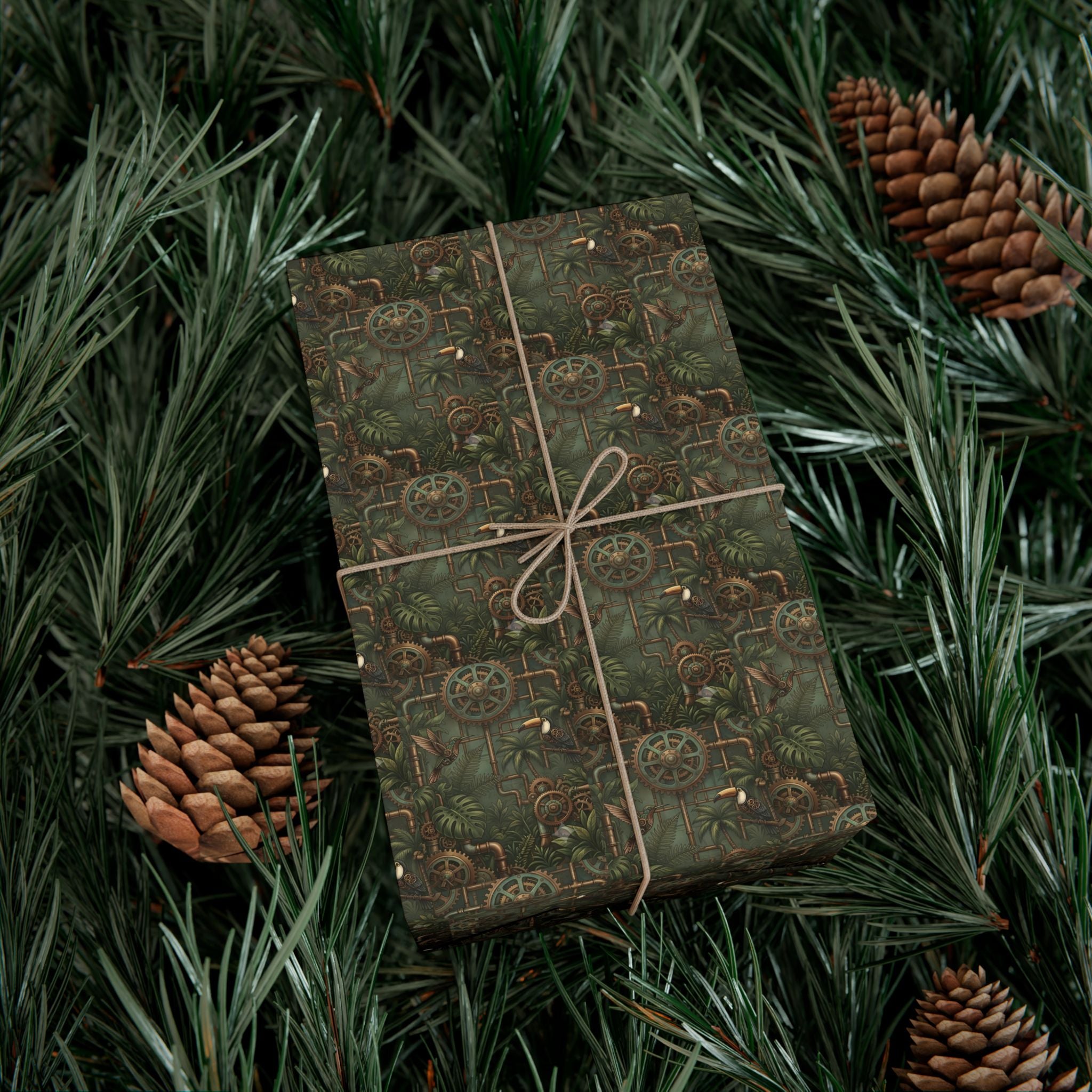 Vintage Floral Pattern Gift Wrap | Green Botanical Wrapping Paper