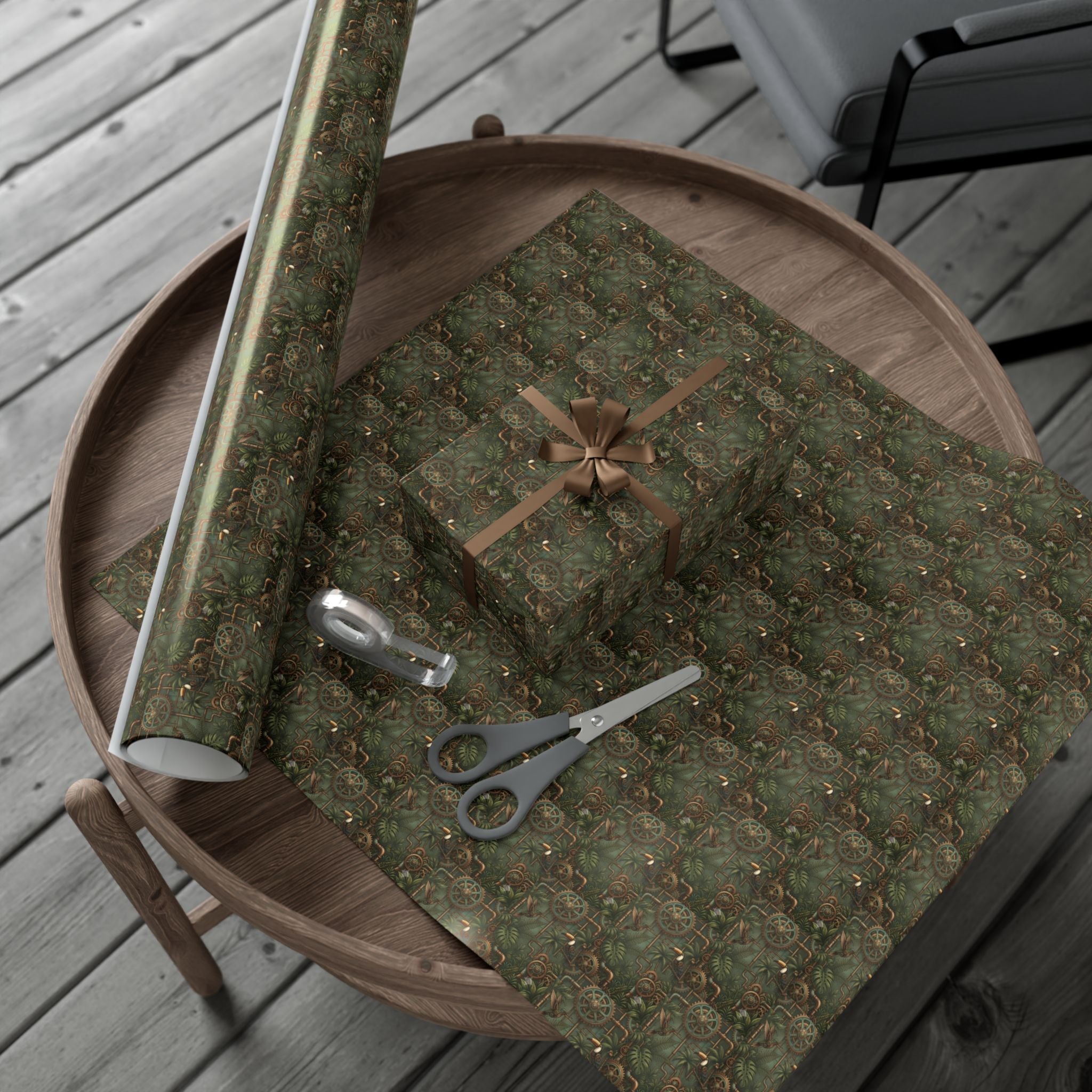 Vintage Floral Pattern Gift Wrap | Green Botanical Wrapping Paper