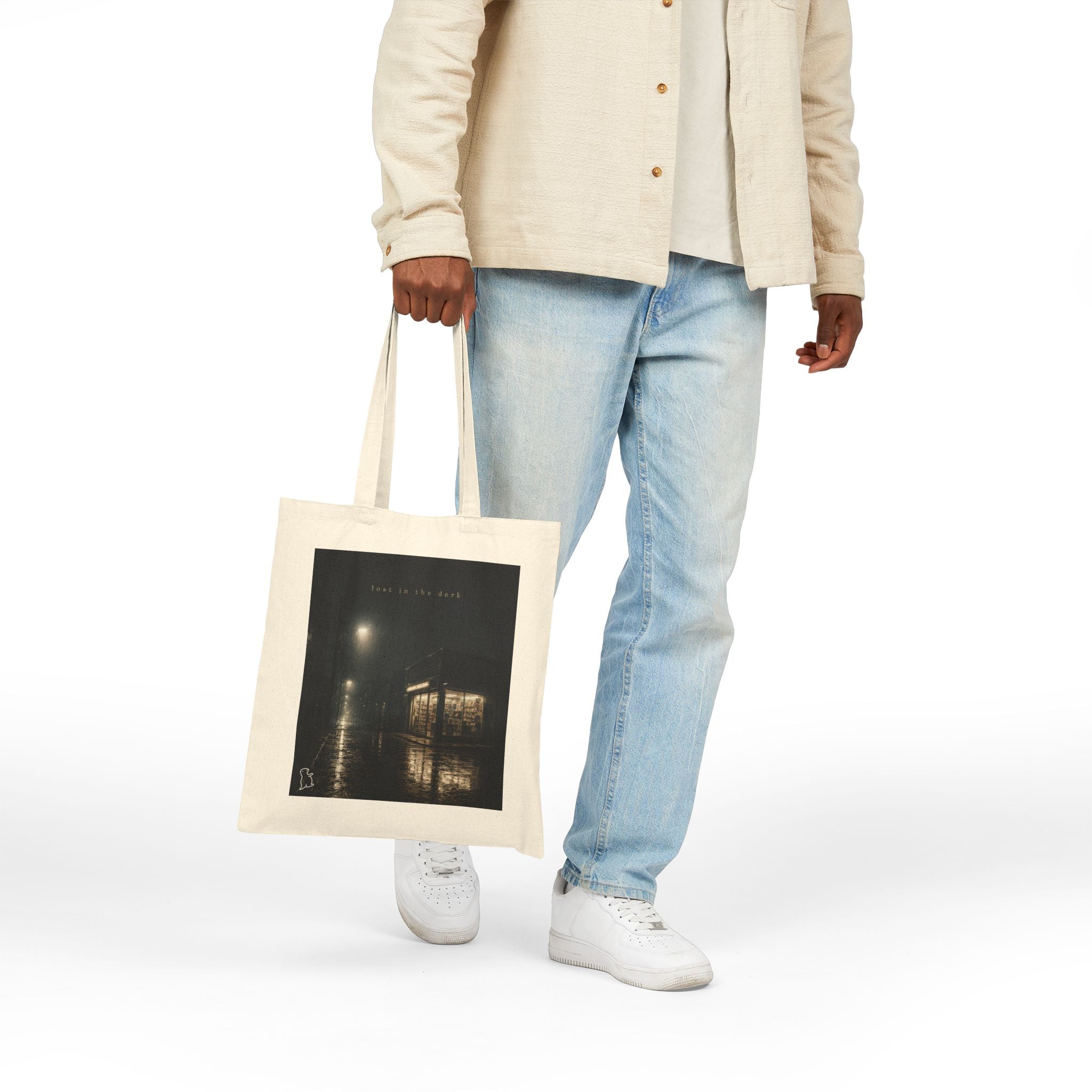 Canvas Tote Bag — Rainy Night Reflection Photo Tote