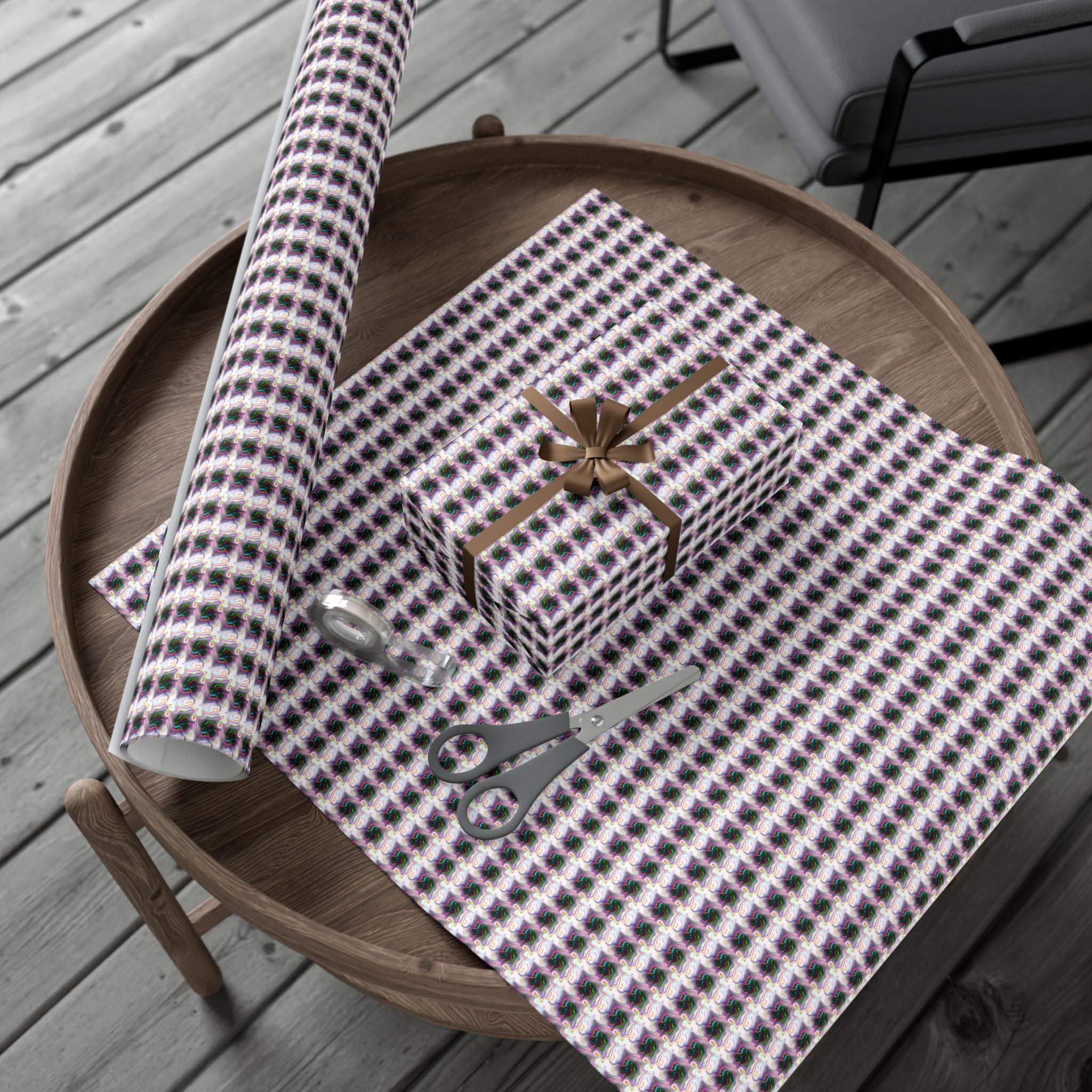 Purple Geometric Grid Gift Wrap Paper | Wrapping Paper Roll