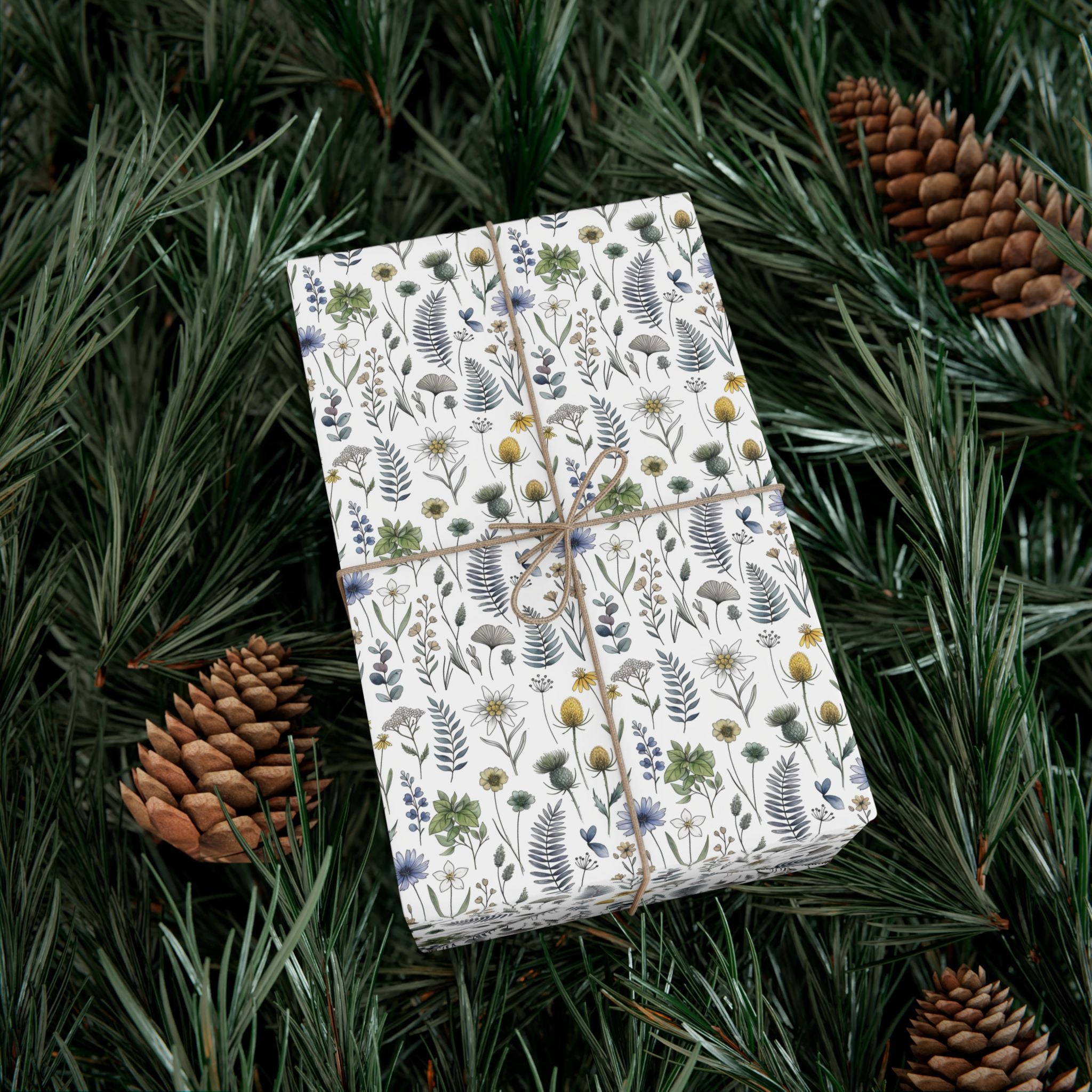 Watercolor Wildflowers Gift Wrap Paper | Floral Wrapping Paper Roll