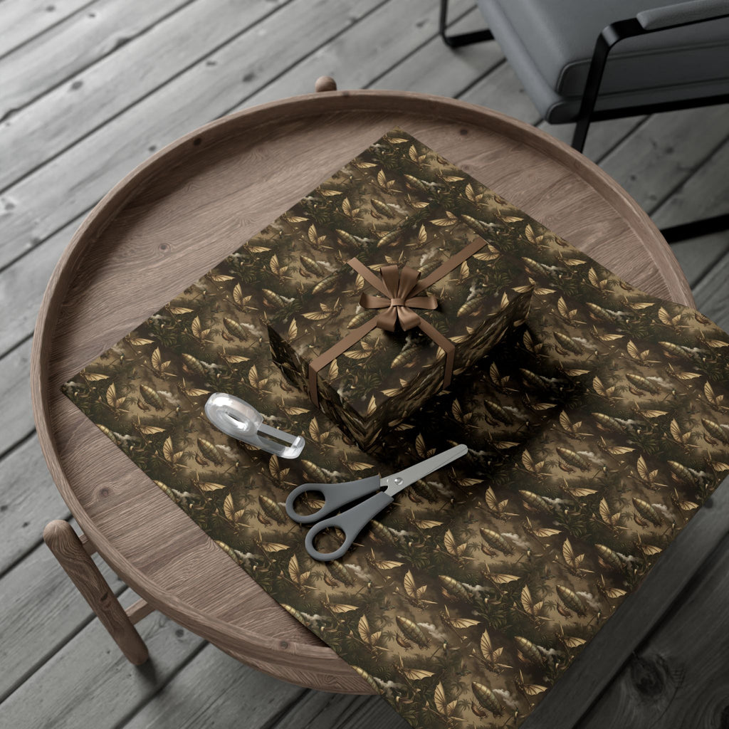 Steam Punk Pattern Gift Wrap Paper | Fall Foliage Wrapping Paper