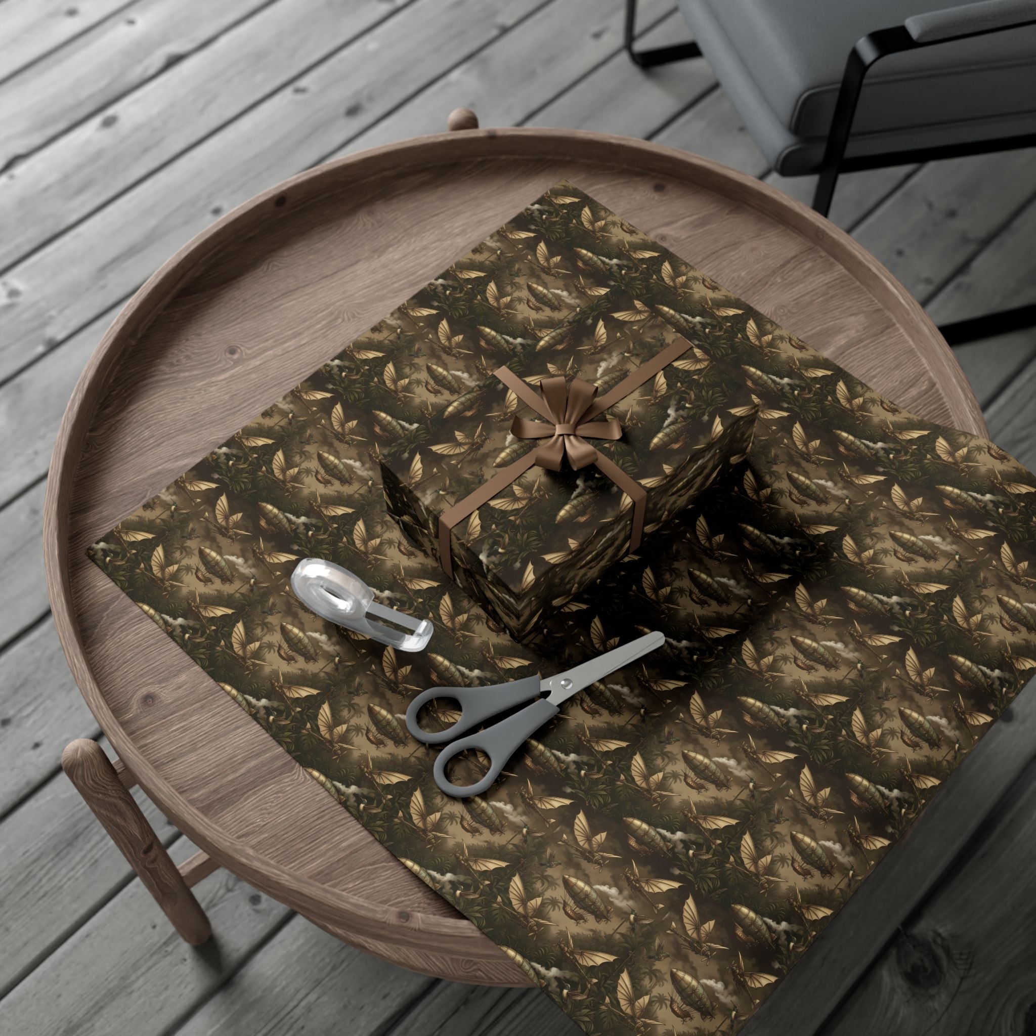 Steam Punk Pattern Gift Wrap Paper | Fall Foliage Wrapping Paper