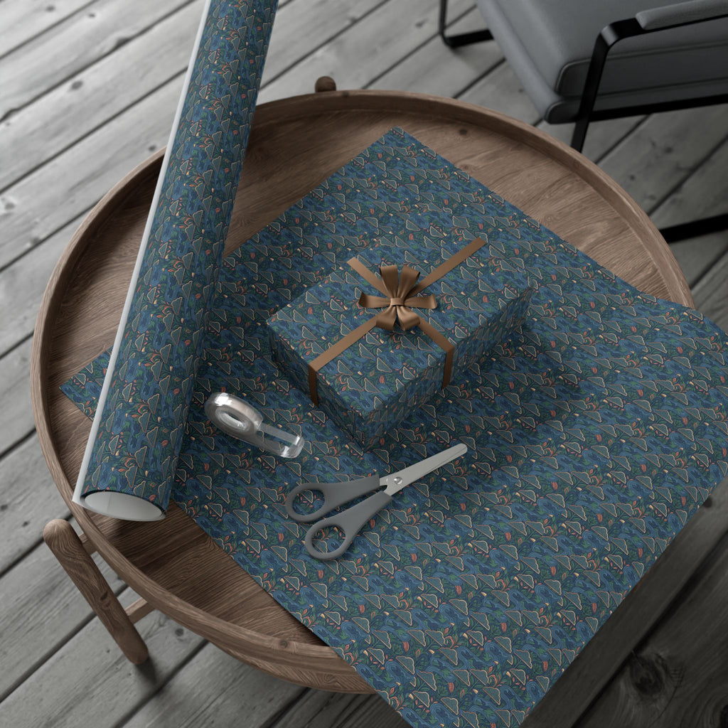 Blue Geometric Hills gift wrap paper | Repeating pattern, Landscape motif