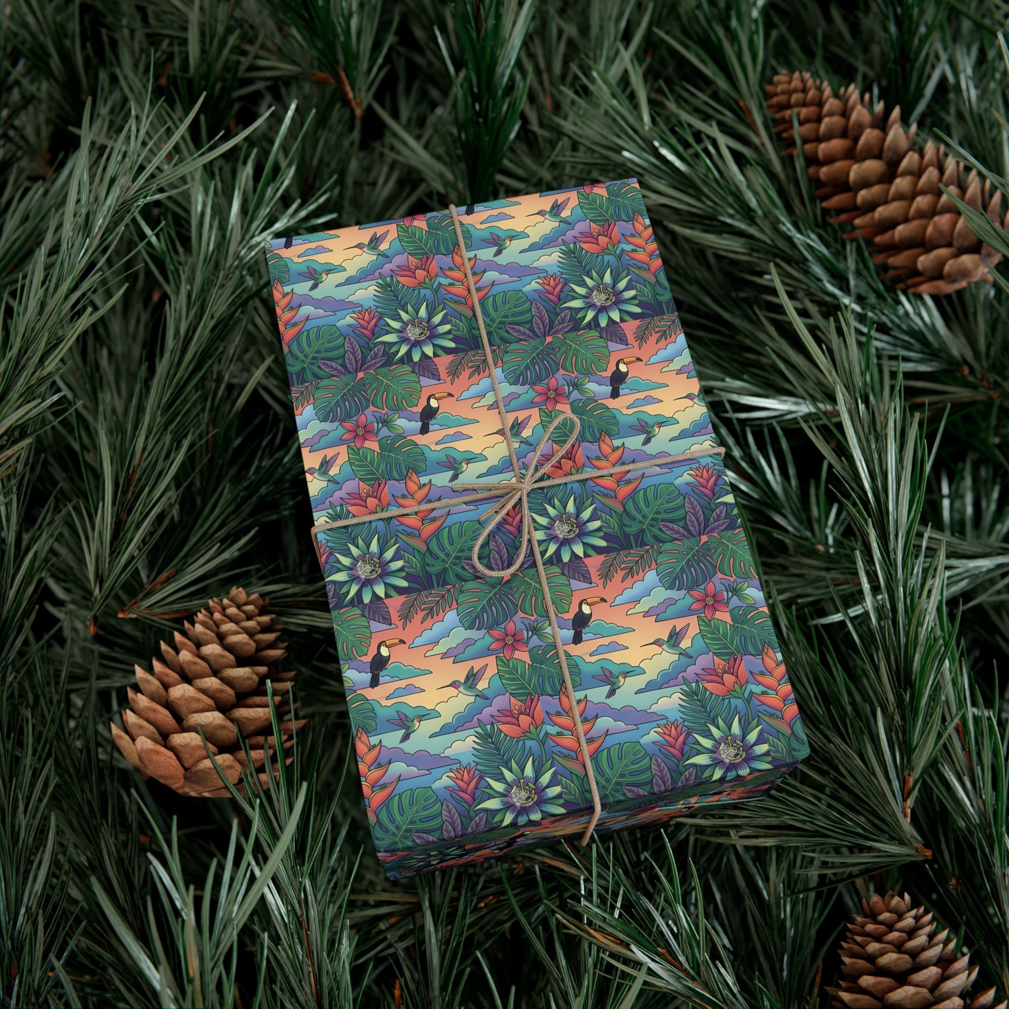 Tropical Floral Pattern Gift Wrap Papers | Botanical Jungle Wrapping Paper Roll