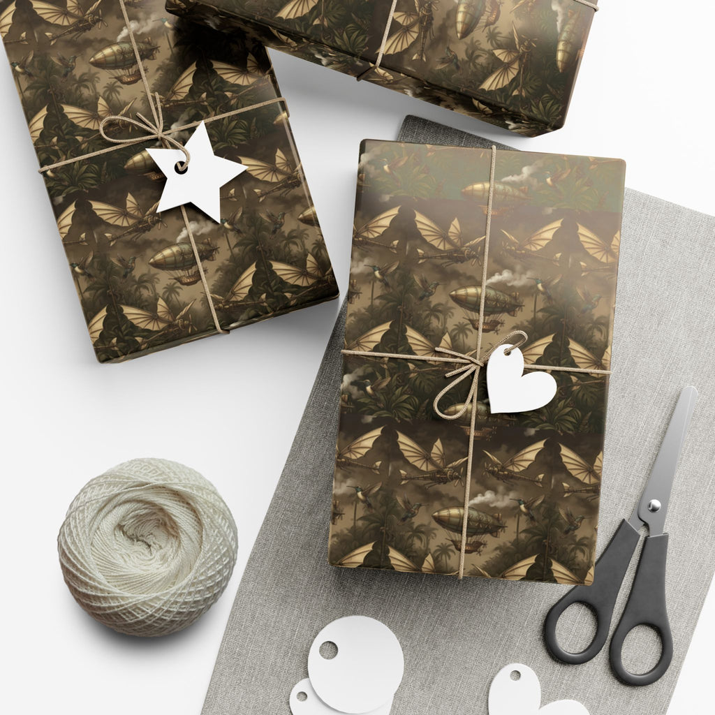 Steam Punk Pattern Gift Wrap Paper | Fall Foliage Wrapping Paper