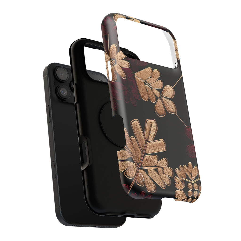 Gold Leaf Floral Phone Case | Impact-Resistant Case