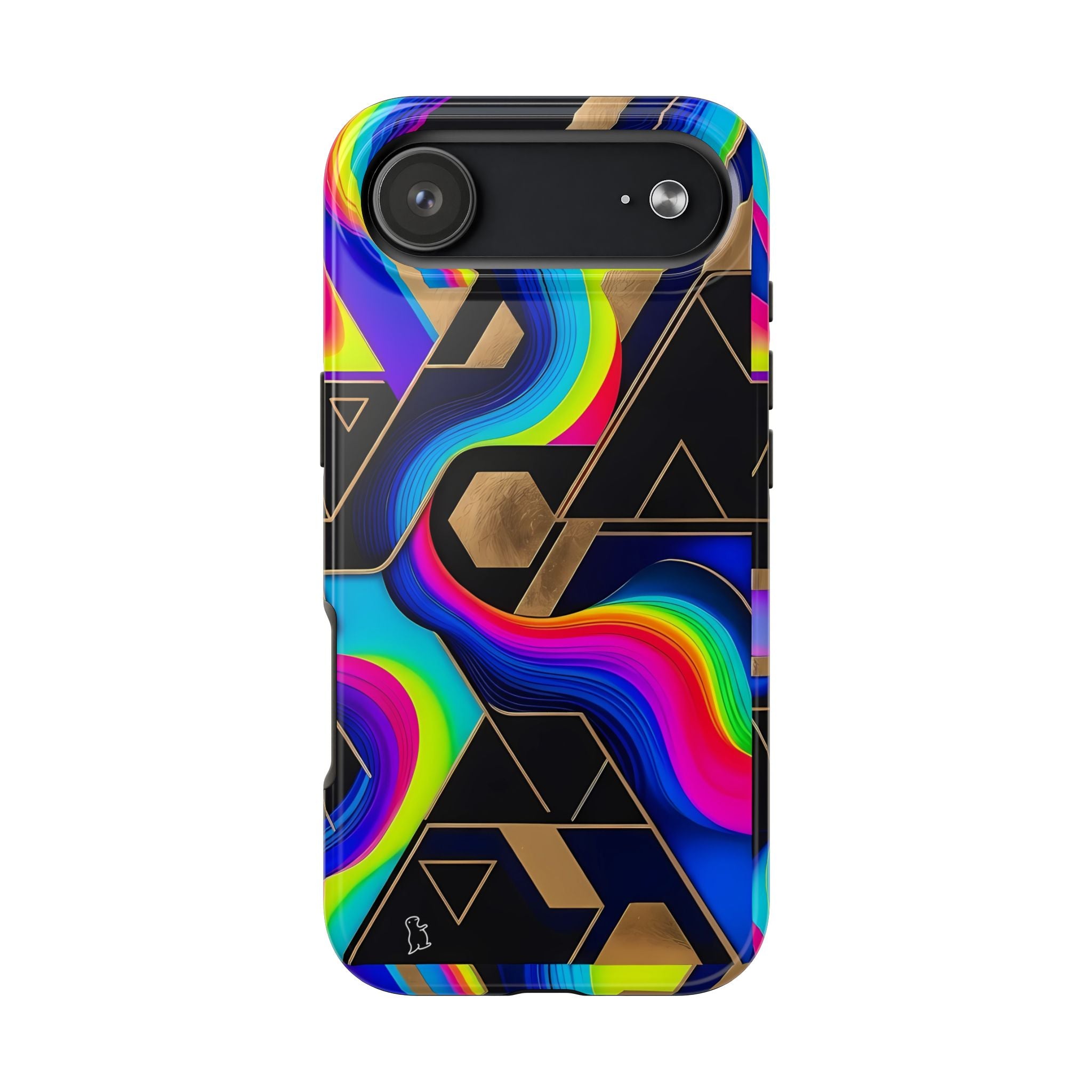 Rainbow Wave Geometric Tough Phone Case | Abstract Neon Prism