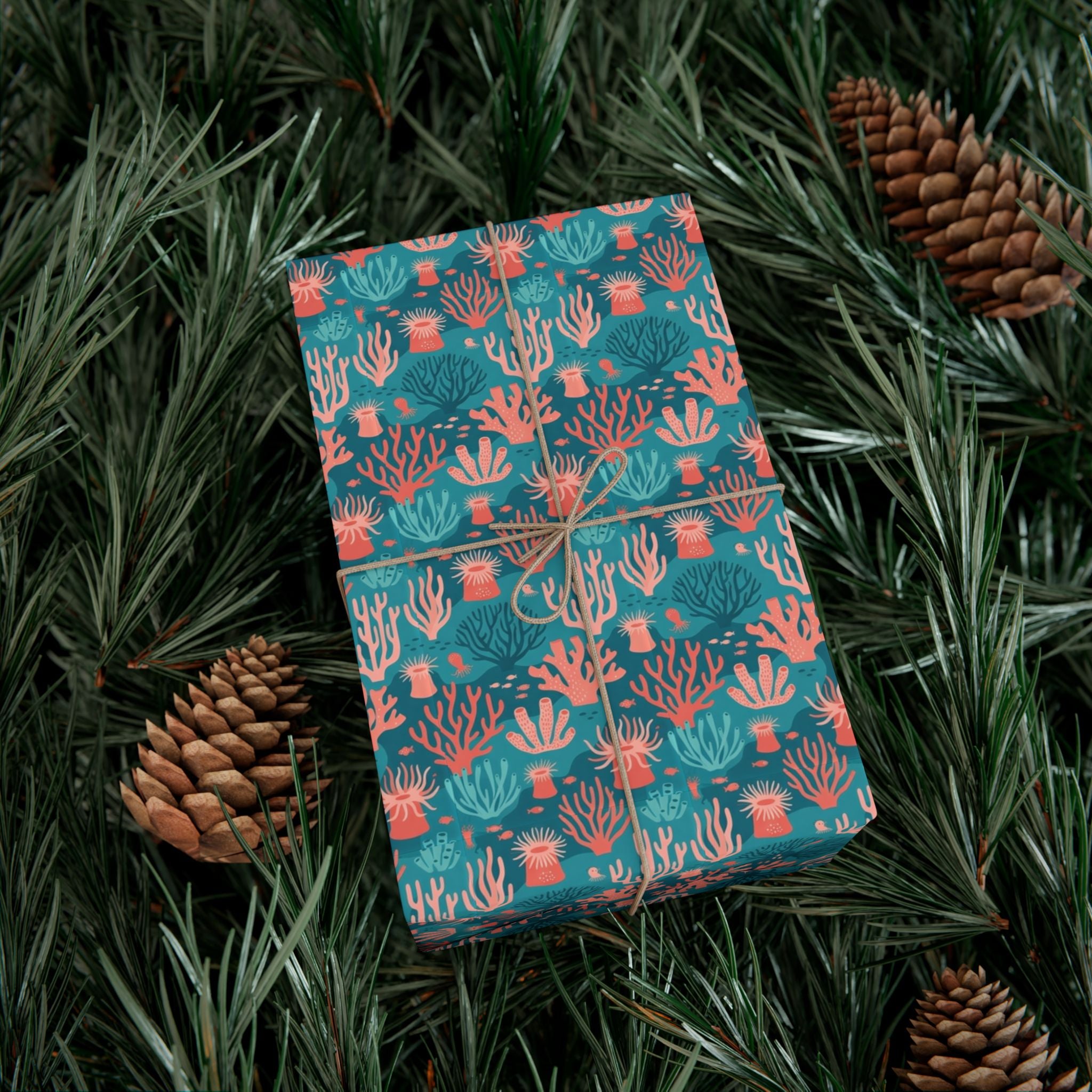 Coral Reef Pattern Gift Wrap Papers | Ocean Seaweed Shells Wrapping Paper