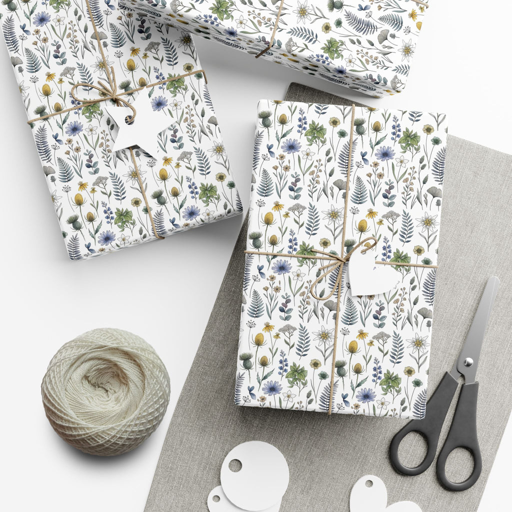 Watercolor Wildflowers Gift Wrap Paper | Floral Wrapping Paper Roll