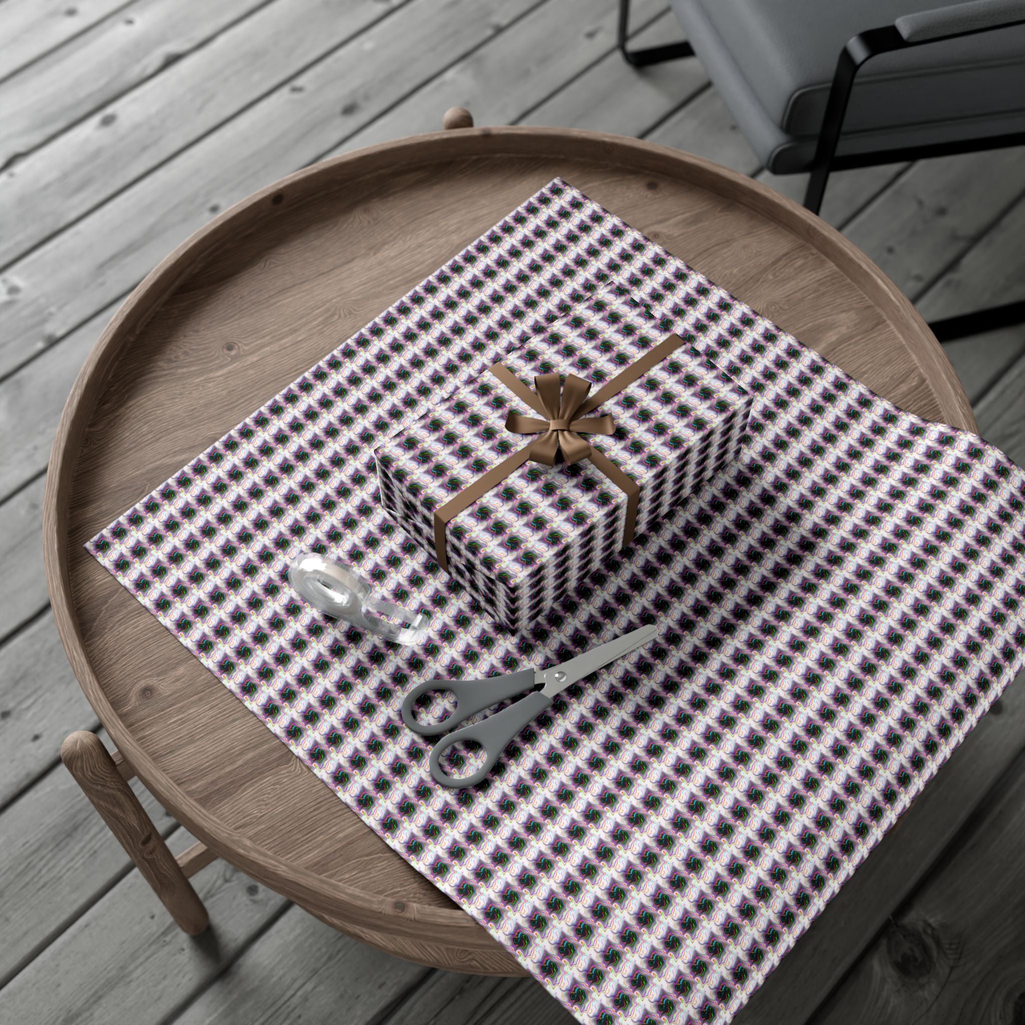 Purple Geometric Grid Gift Wrap Paper | Wrapping Paper Roll