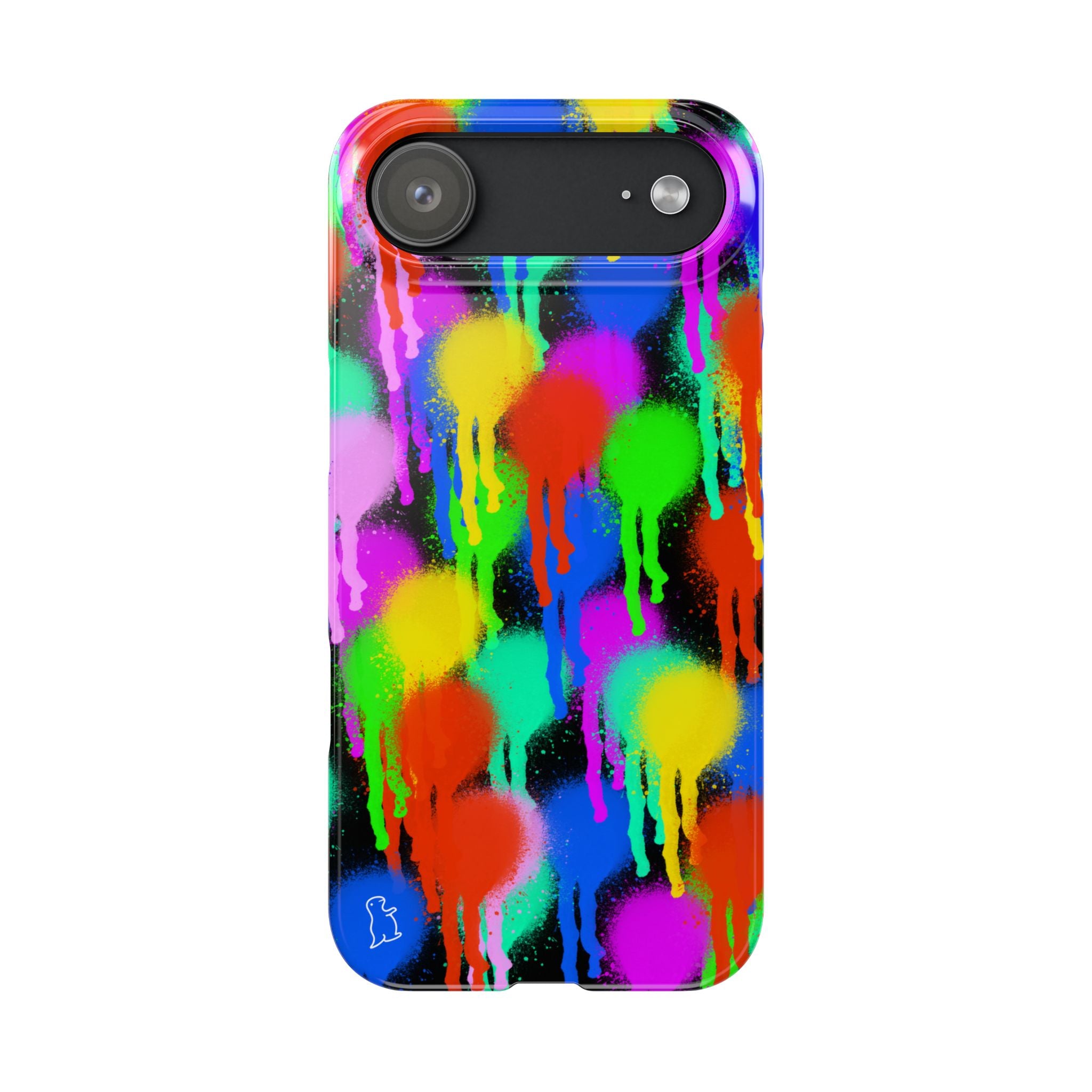 Colorful Drip Spray Paint Dots Slim Phone Case | Neon Graffiti Pattern