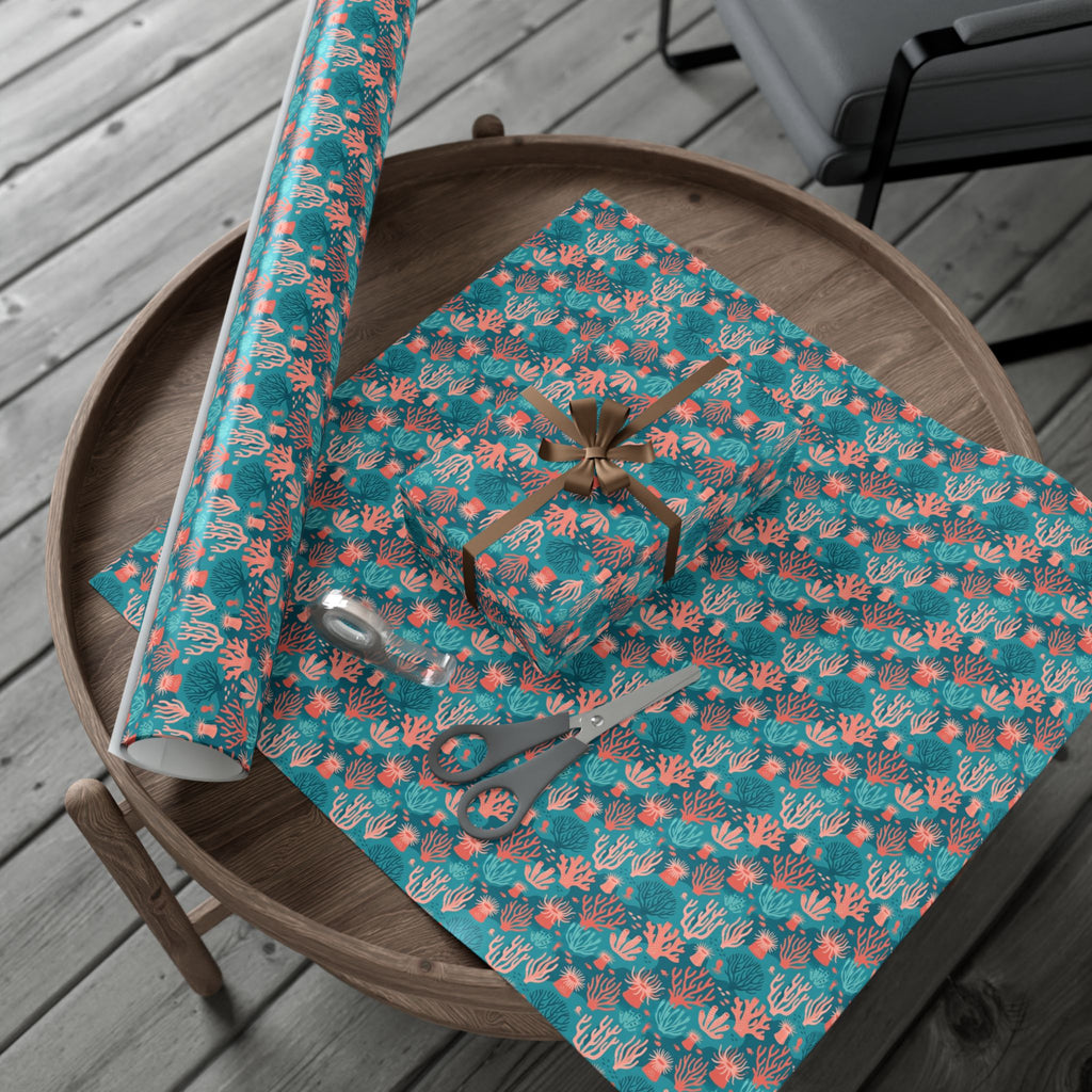 Coral Reef Pattern Gift Wrap Papers | Ocean Seaweed Shells Wrapping Paper