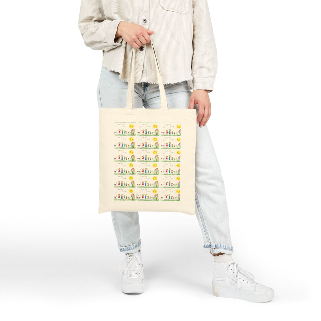 Canvas Tote Bag — Cute Sunflower Garden Pattern Eco Shopper