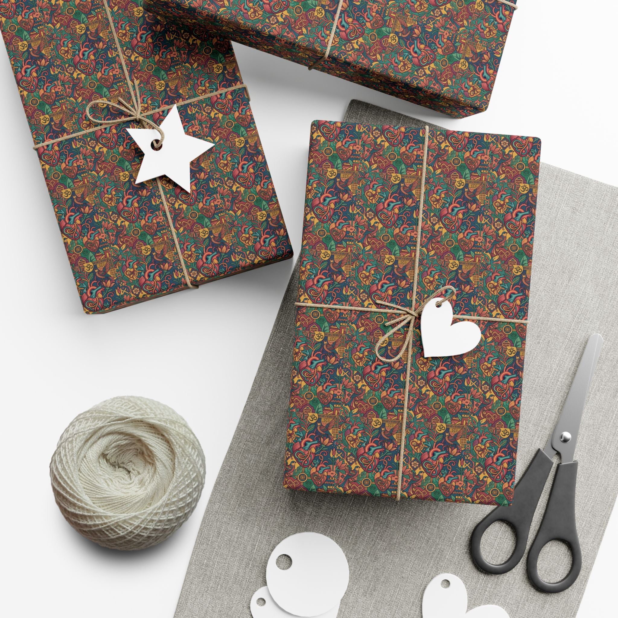 Heart Mandala Gift Wrap Paper | Fall Bouquet Wrapping Paper