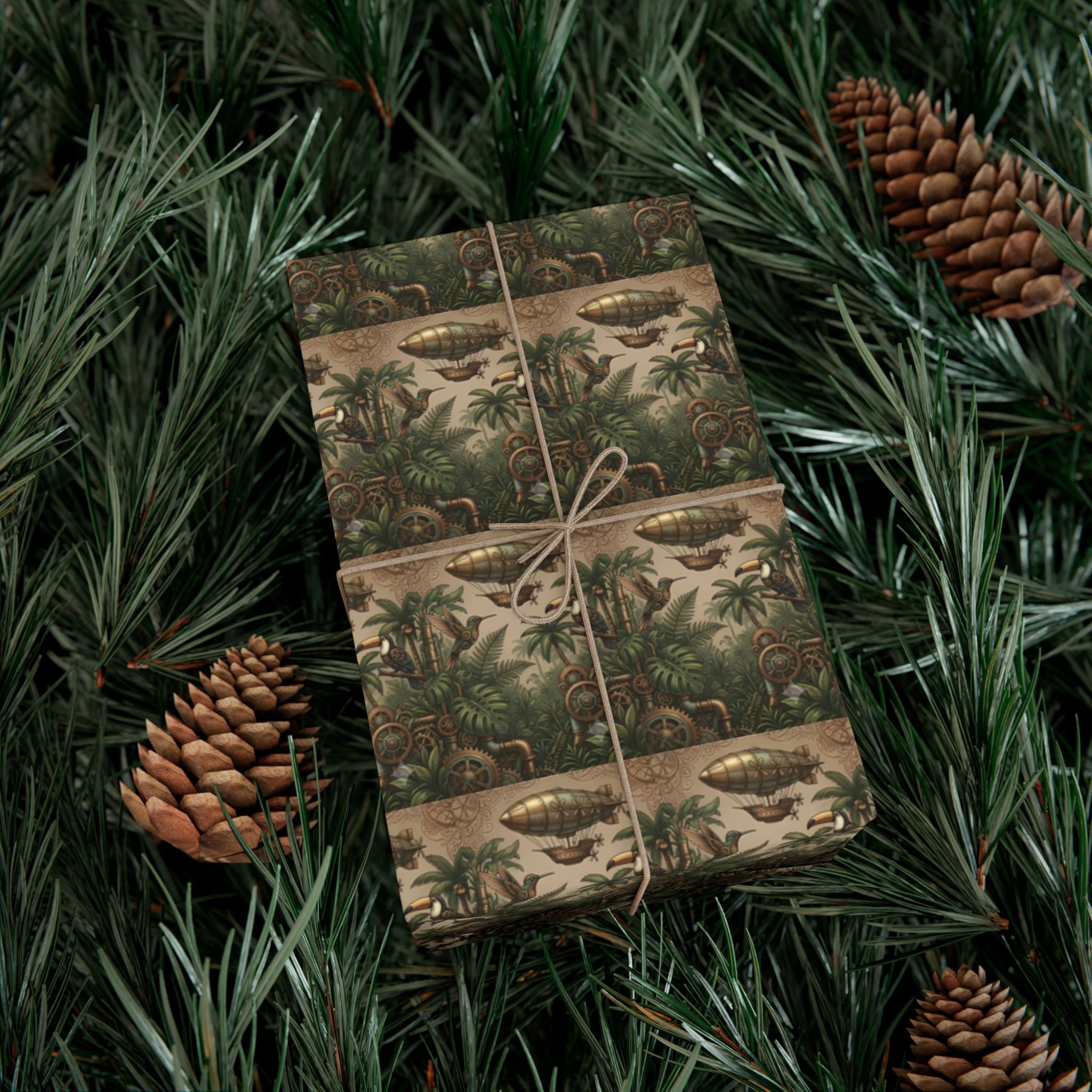 Vintage Jungle Pattern Gift Wrap Paper | Botanical Palm Wrapping Paper Roll