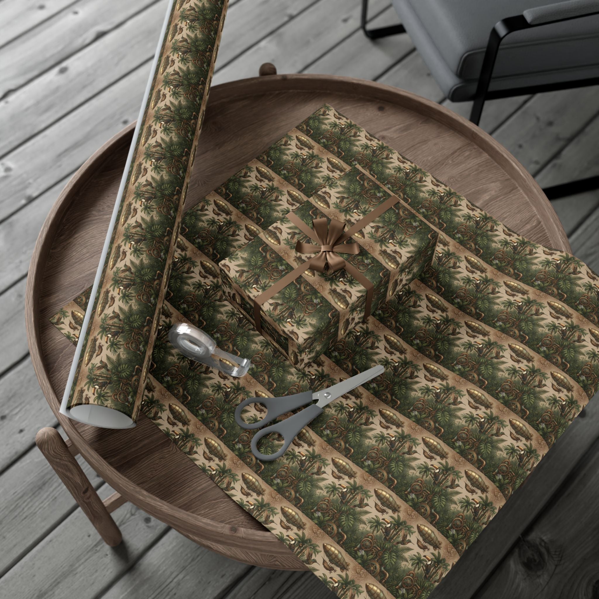 Vintage Jungle Pattern Gift Wrap Paper | Botanical Palm Wrapping Paper Roll