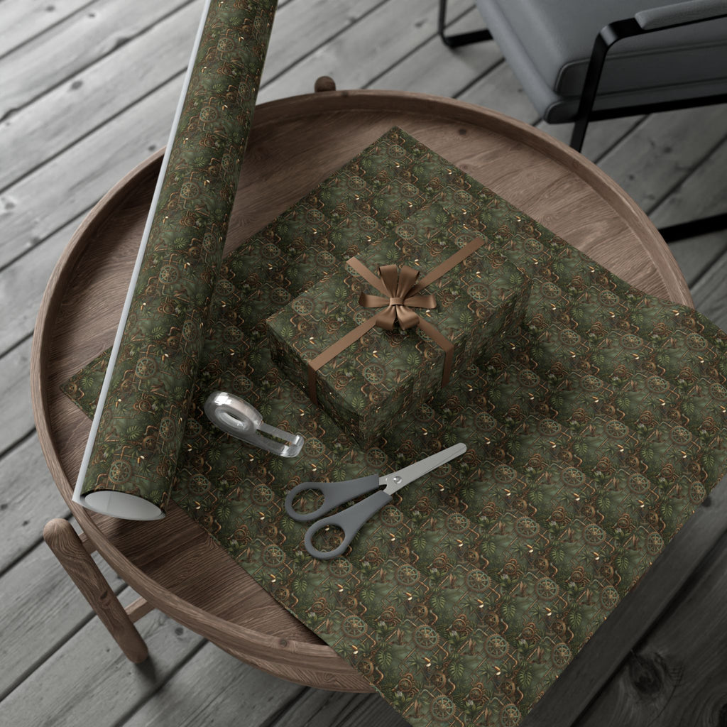 Vintage Floral Pattern Gift Wrap | Green Botanical Wrapping Paper