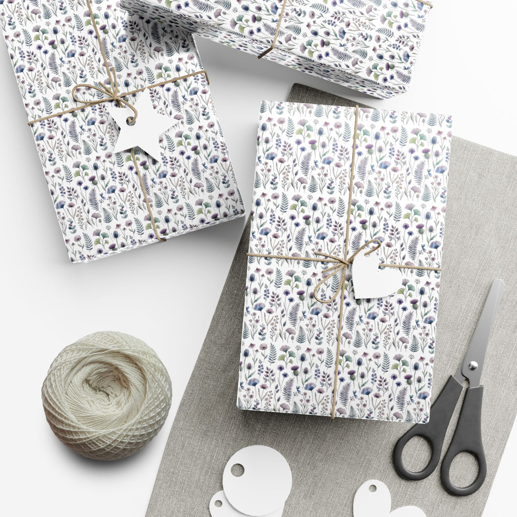 Tiny Lavender Floral Pattern Gift Wrap Paper | Neutral Botanical Wrapping
