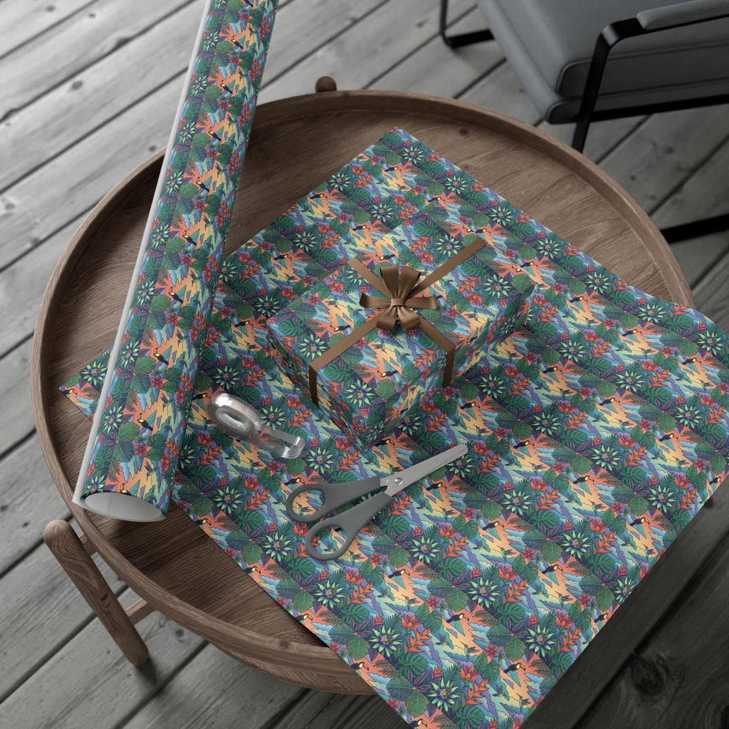 Tropical Floral Pattern Gift Wrap Papers | Botanical Jungle Wrapping Paper Roll