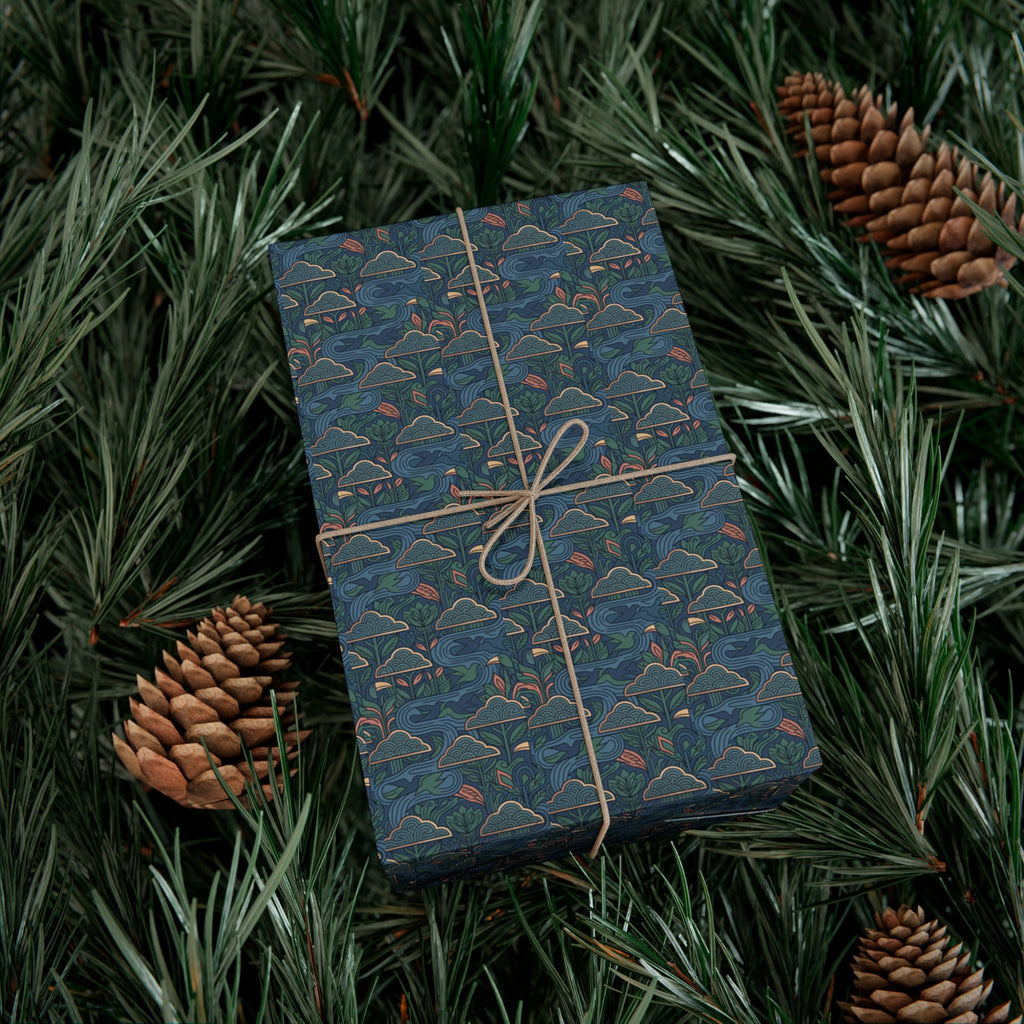 Blue Geometric Hills gift wrap paper | Repeating pattern, Landscape motif