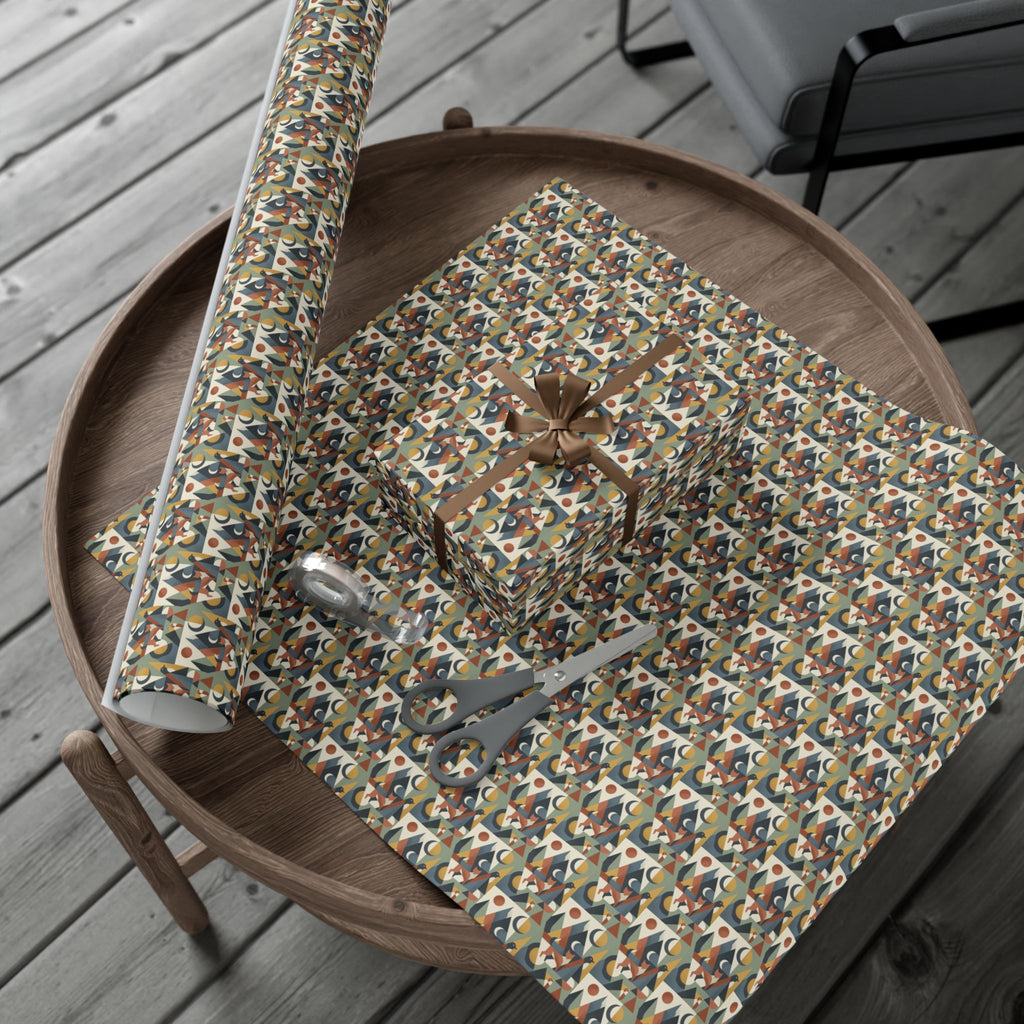 Abstract Geometric Pattern Gift Wrap Paper | Retro Mid-Century Wrapping Paper