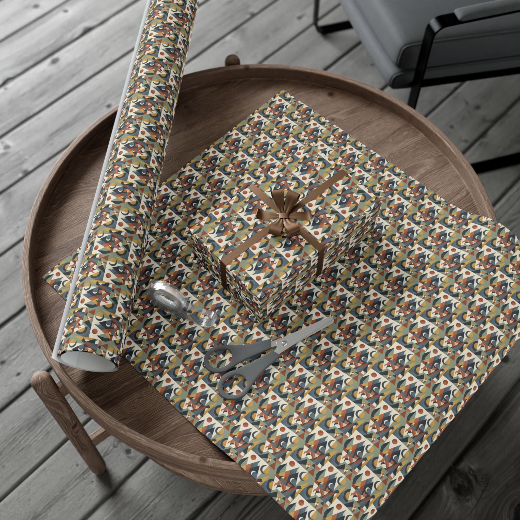 Abstract Geometric Pattern Gift Wrap Paper | Retro Mid-Century Wrapping Paper