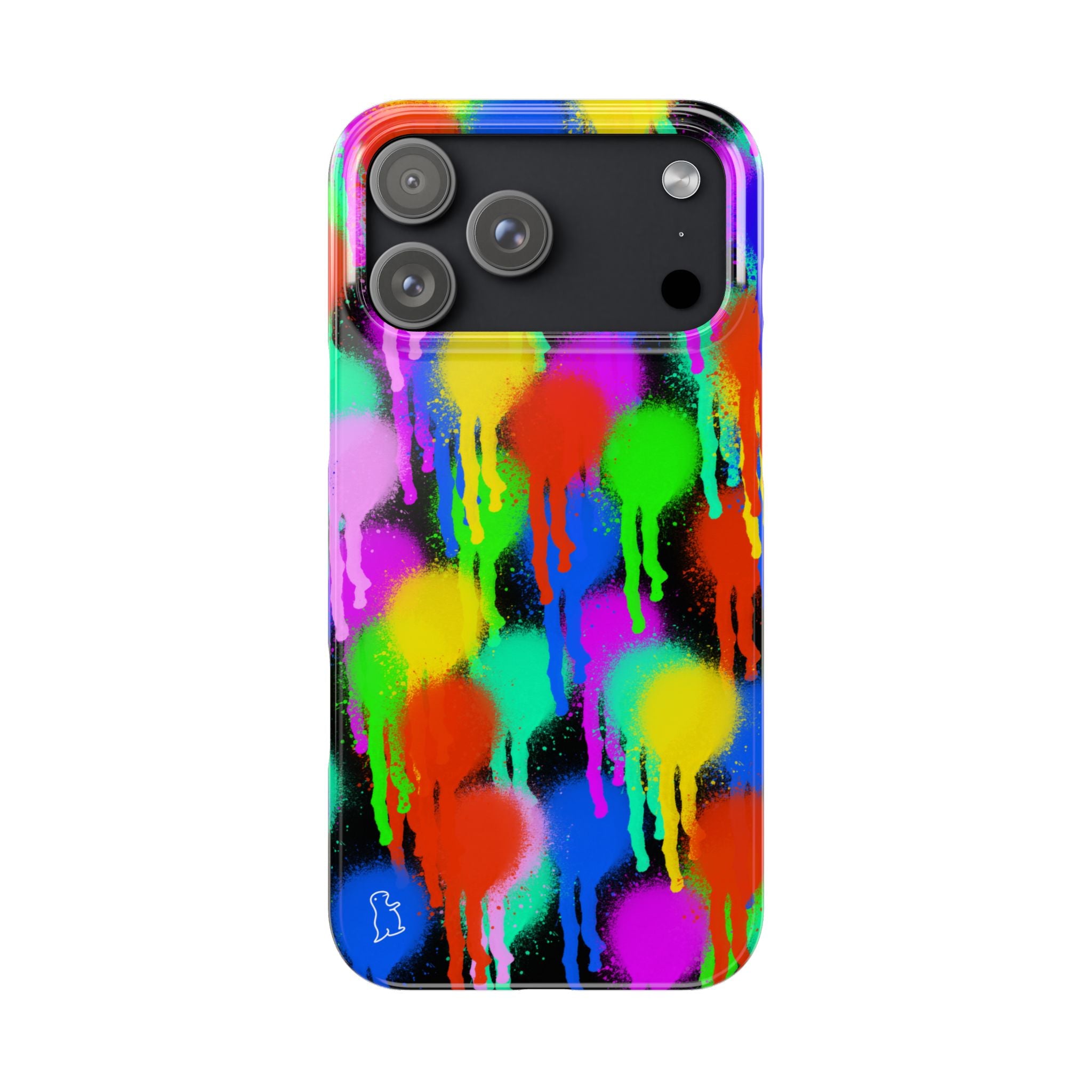 Colorful Drip Spray Paint Dots Slim Phone Case | Neon Graffiti Pattern