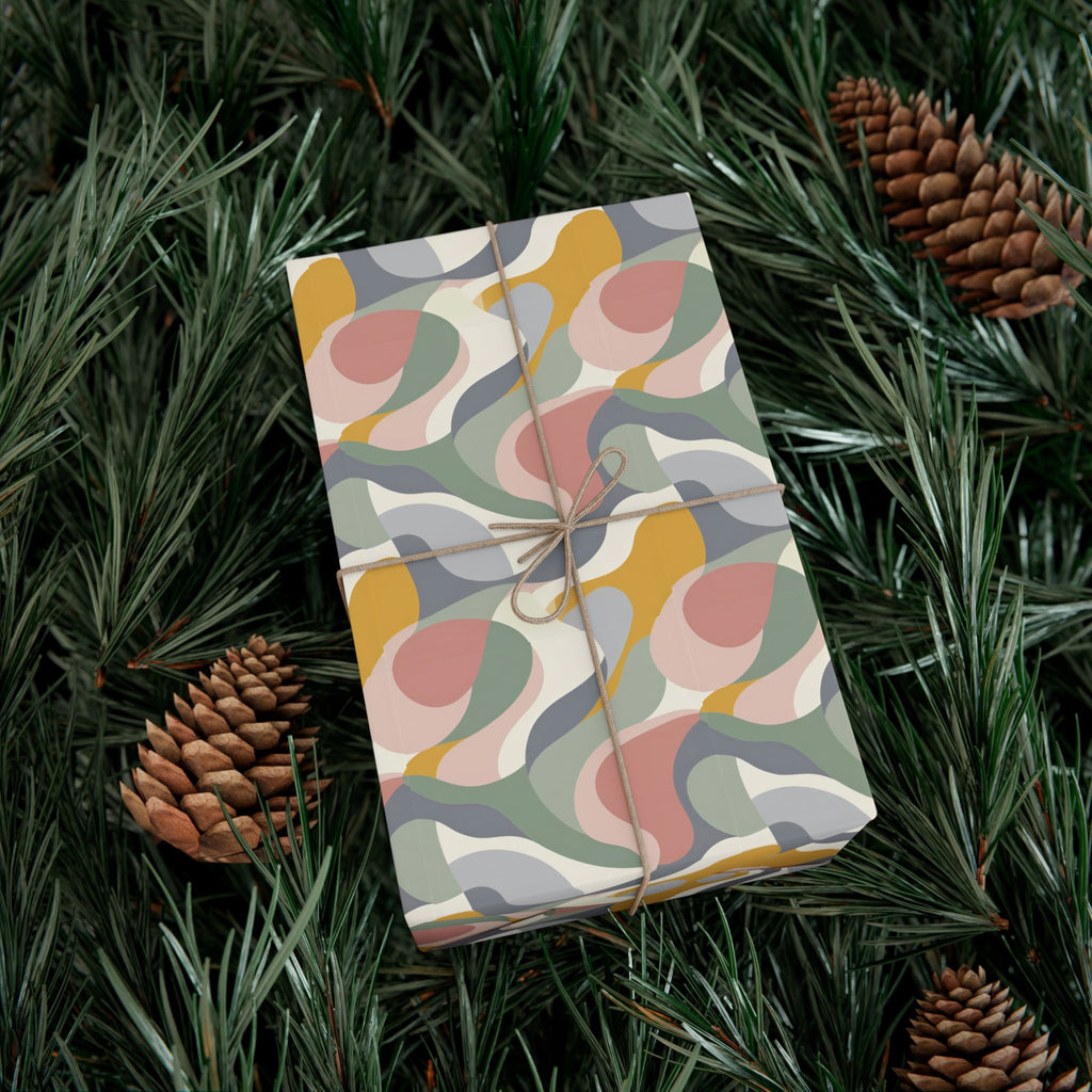Abstract Retro Swirl Gift Wrap Papers | Colorful Organic Pattern
