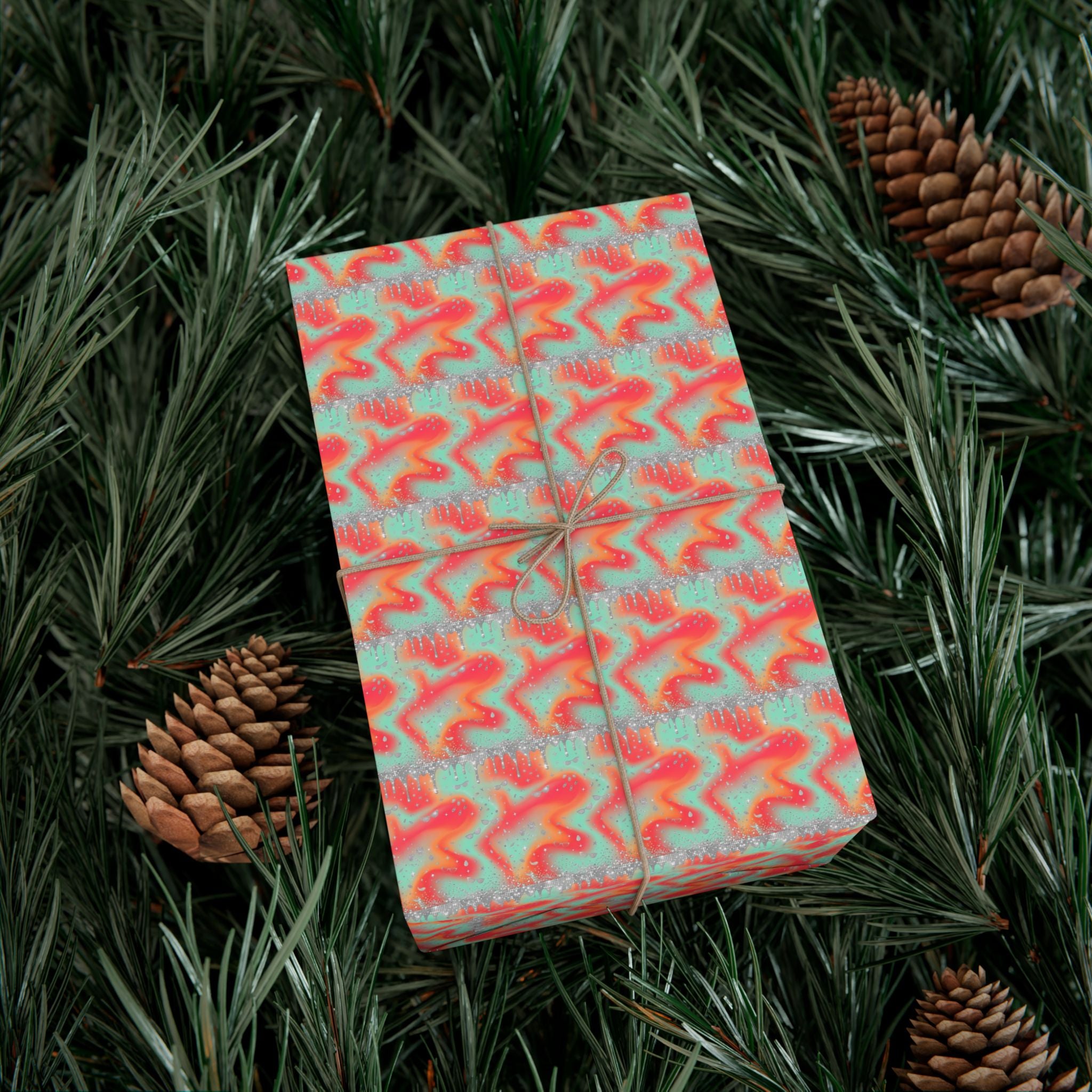 Abstract Coral Aqua Swirl Gift Wrap