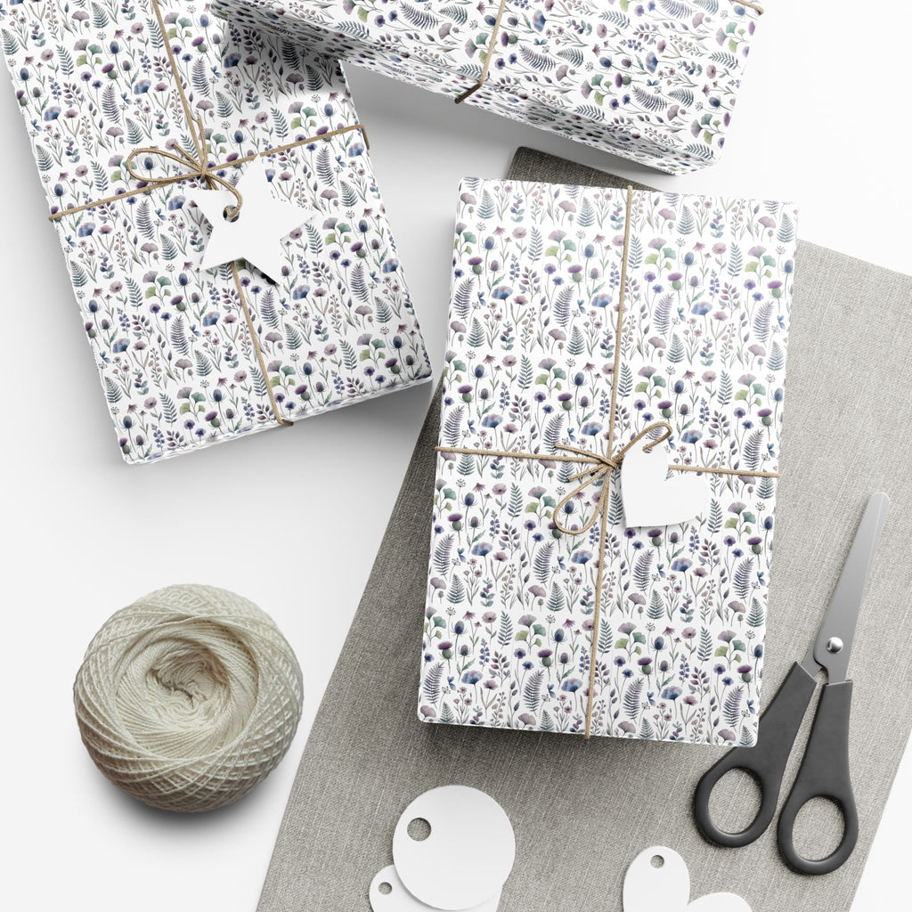 Tiny Lavender Floral Pattern Gift Wrap Paper | Neutral Botanical Wrapping