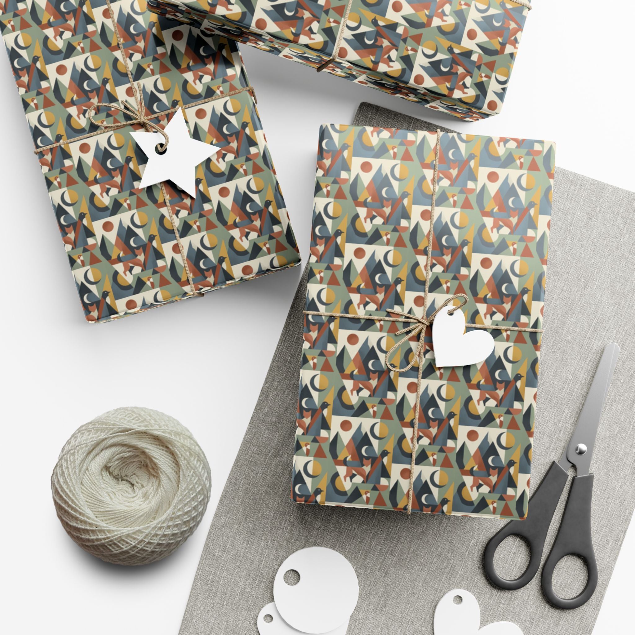 Abstract Geometric Pattern Gift Wrap Paper | Retro Mid-Century Wrapping Paper