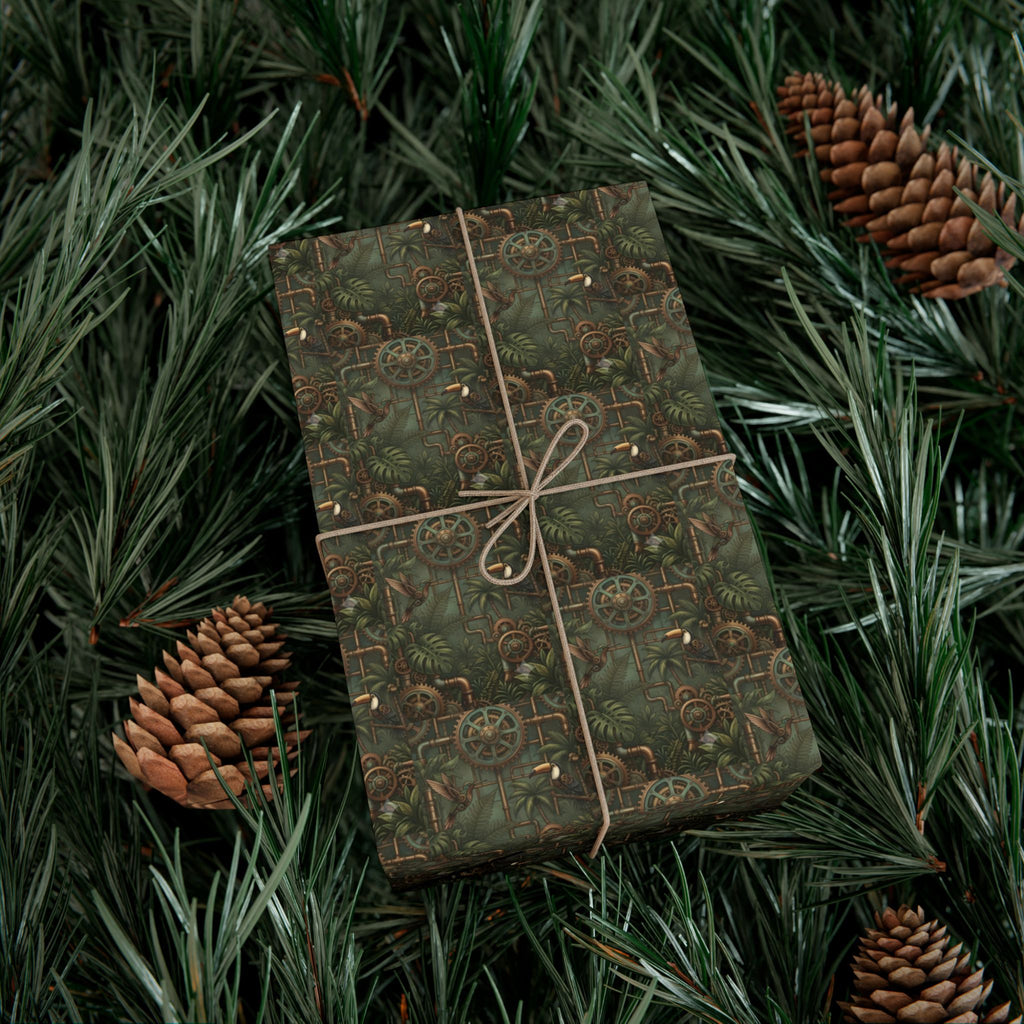 Vintage Floral Pattern Gift Wrap | Green Botanical Wrapping Paper