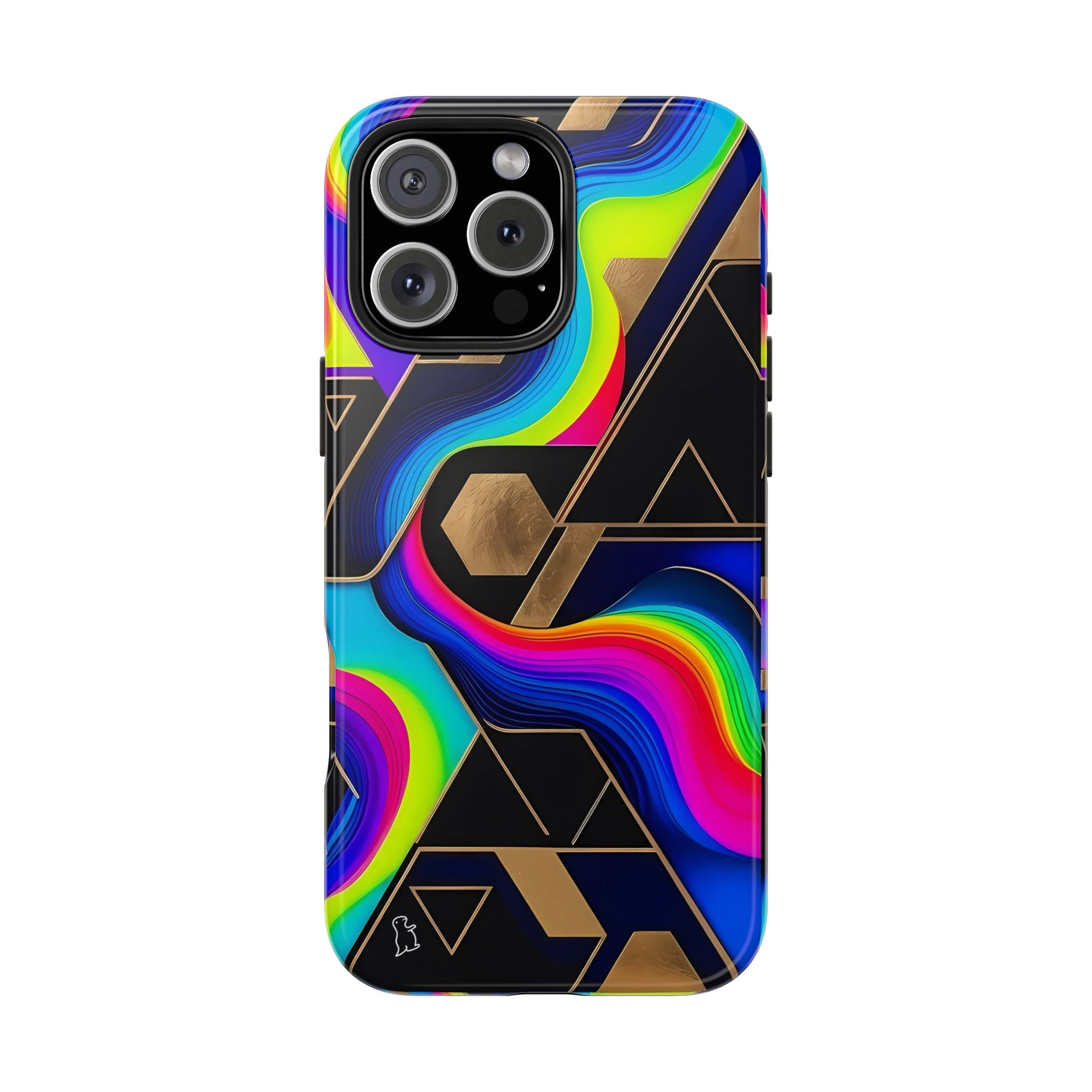 Rainbow Wave Geometric Tough Phone Case | Abstract Neon Prism