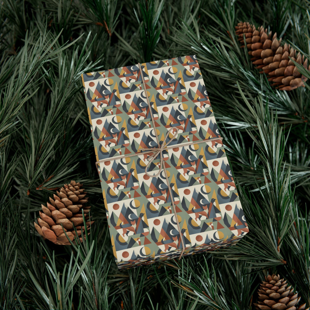 Abstract Geometric Pattern Gift Wrap Paper | Retro Mid-Century Wrapping Paper