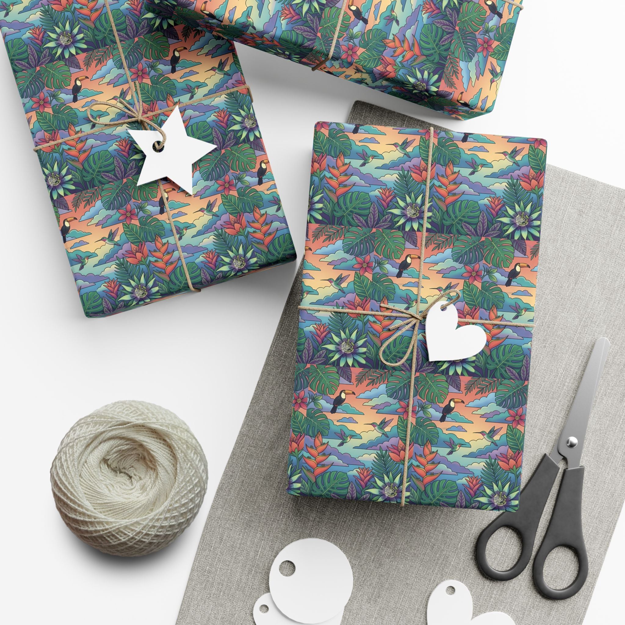 Tropical Floral Pattern Gift Wrap Papers | Botanical Jungle Wrapping Paper Roll